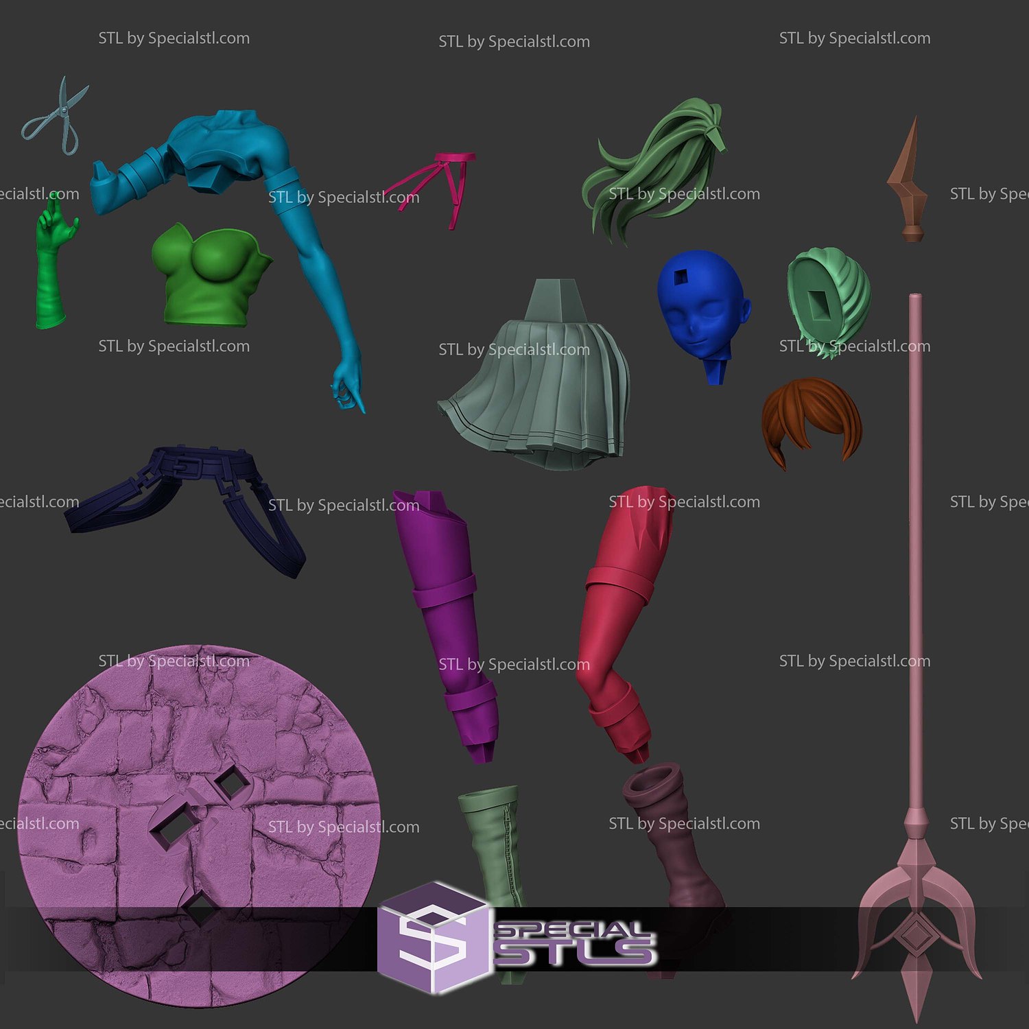 Ubel and Scissor Sculptures 3D Printing STL Model — view 5