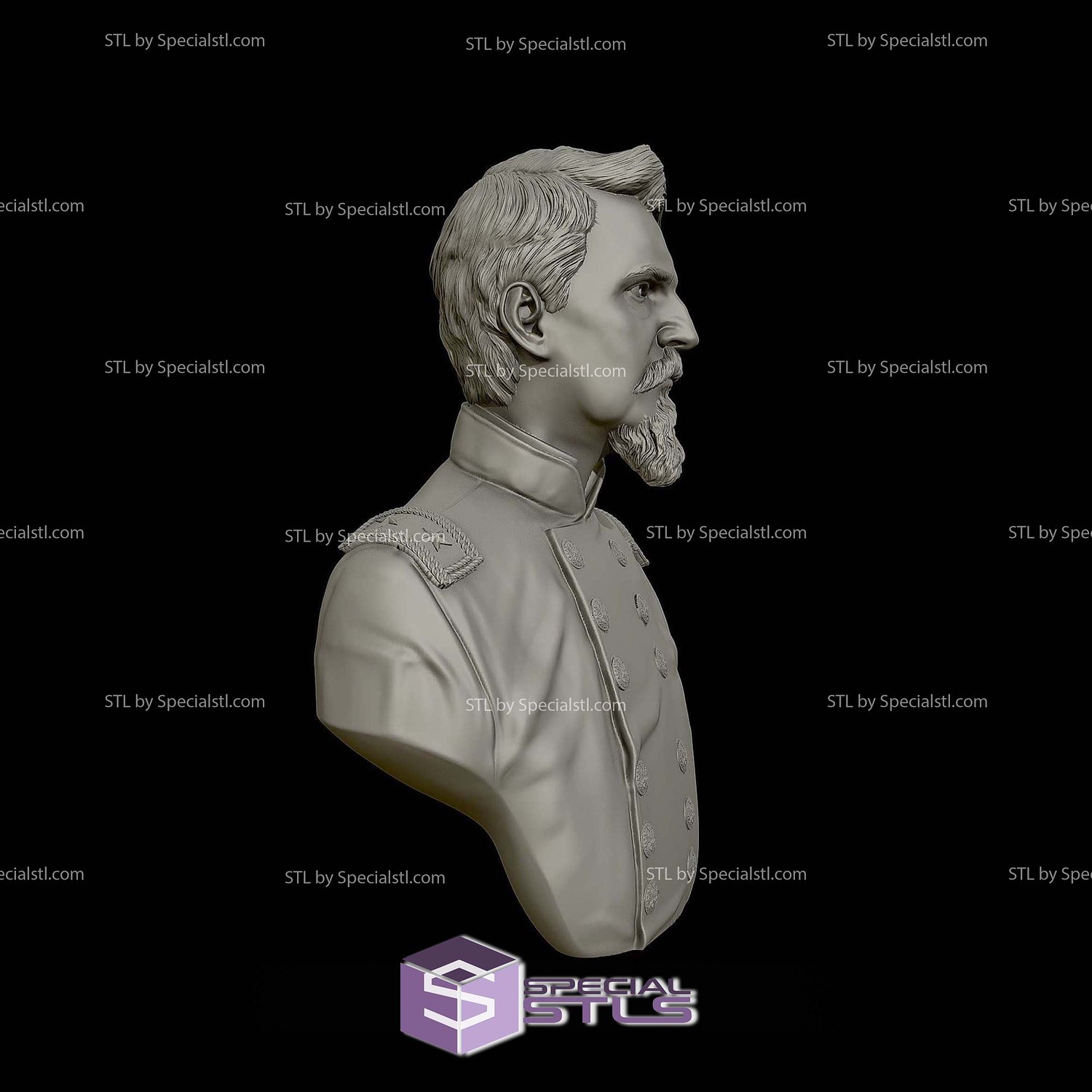 General Winfield Scott Hancock Bust 3D Printing Models STL Model — view 4