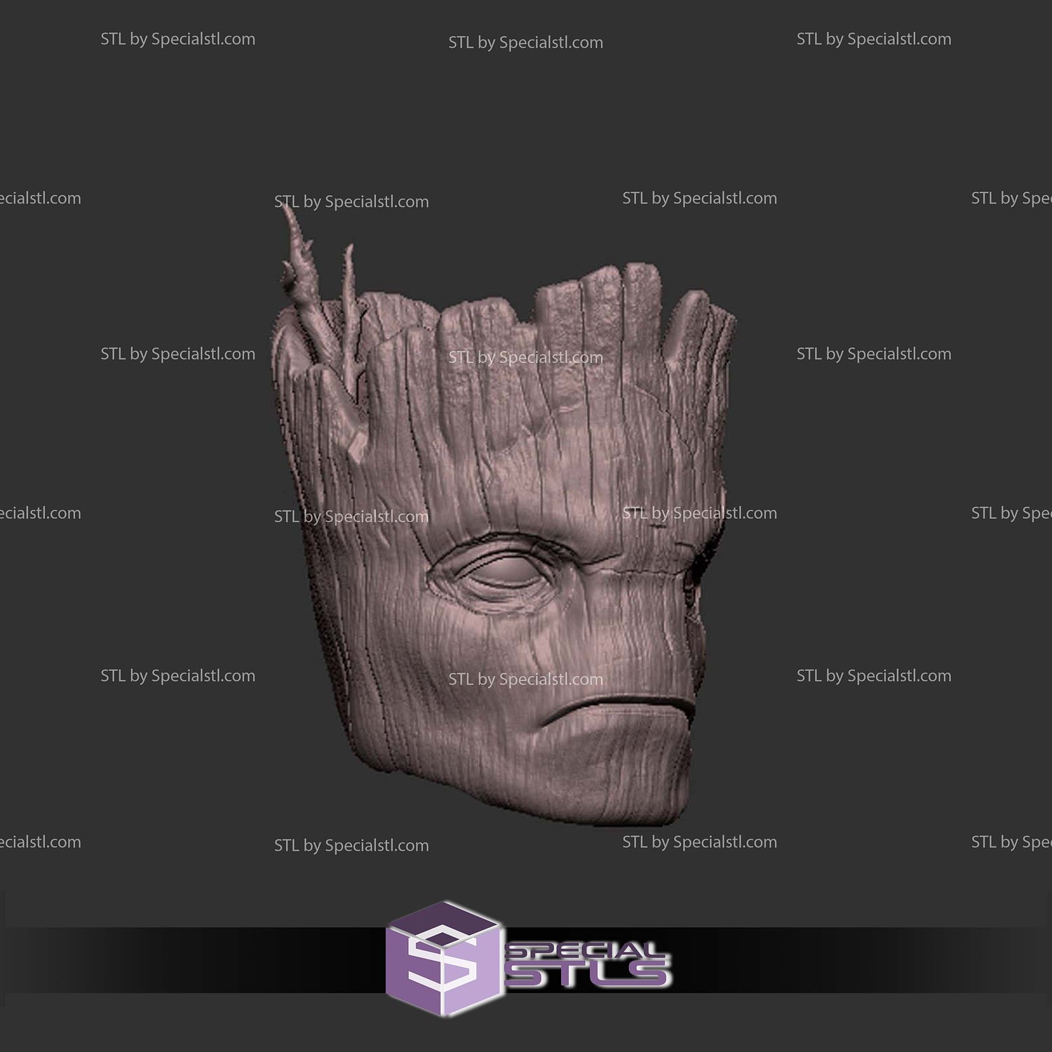Custom Head STL Groot Normal 3D Model — view 3
