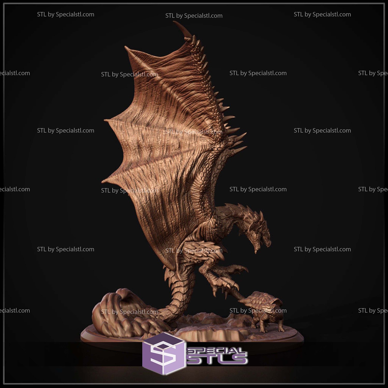Monster Hunter Rathalos Diorama 3D Printer Files STL Model — view 2