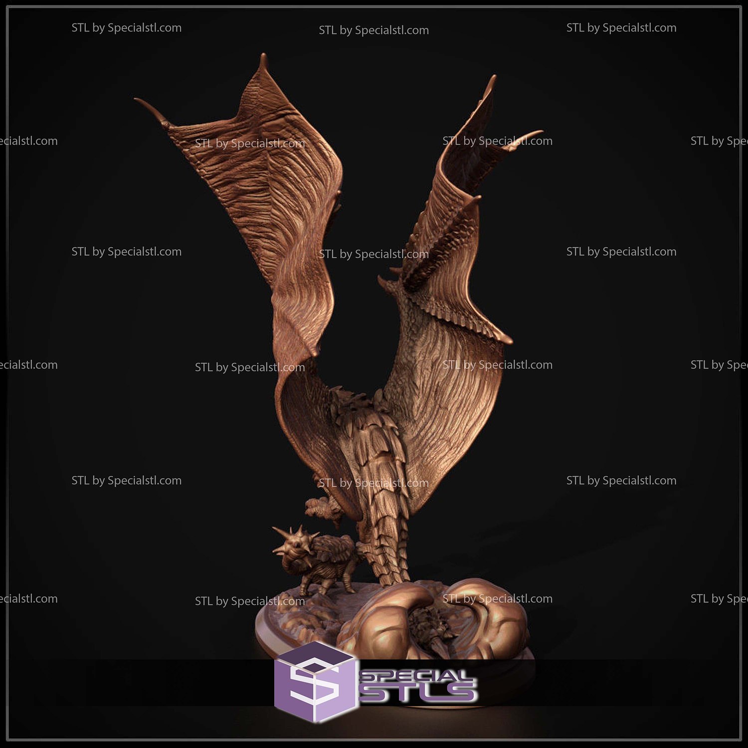 Monster Hunter Rathalos Diorama 3D Printer Files STL Model — view 3
