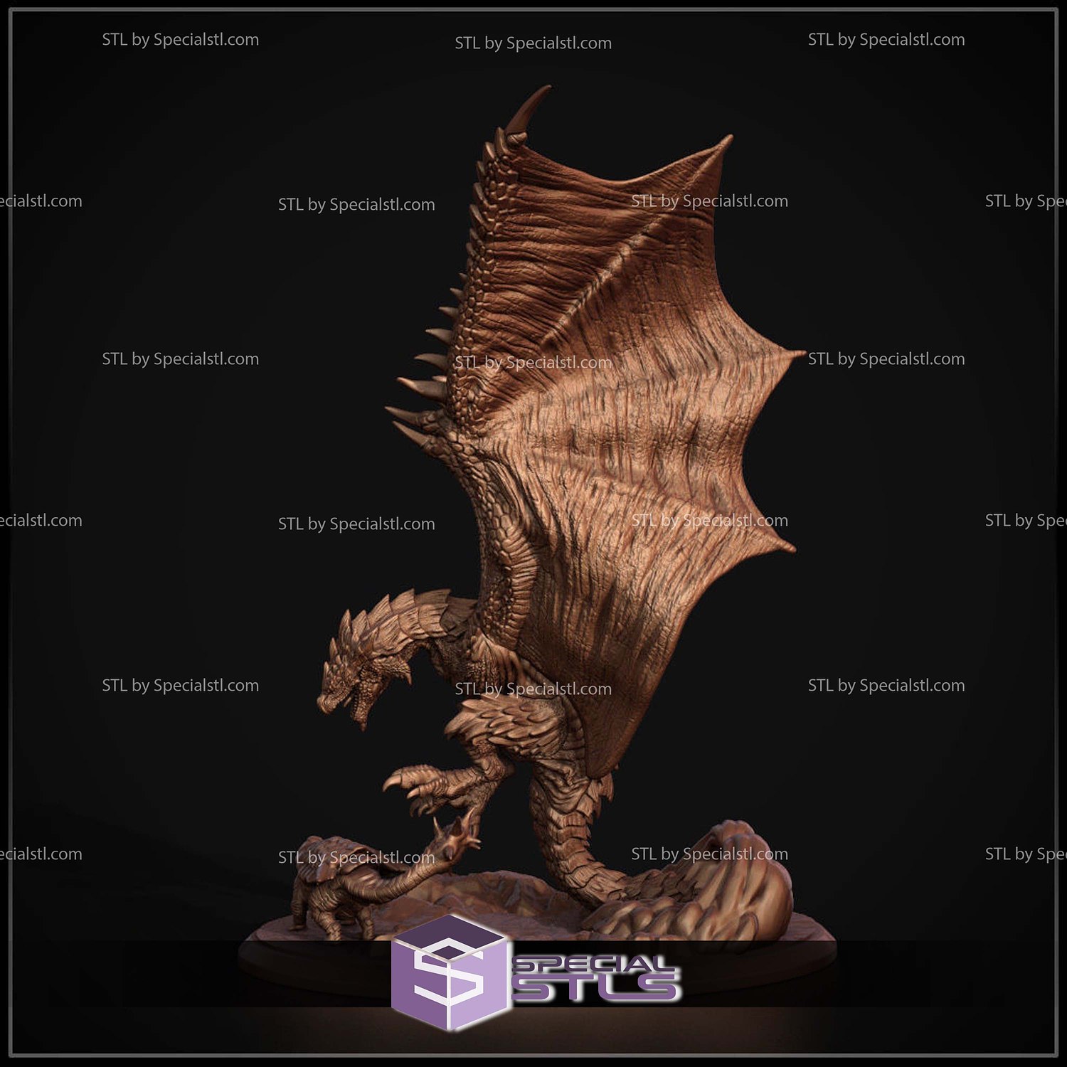 Monster Hunter Rathalos Diorama 3D Printer Files STL Model — view 4