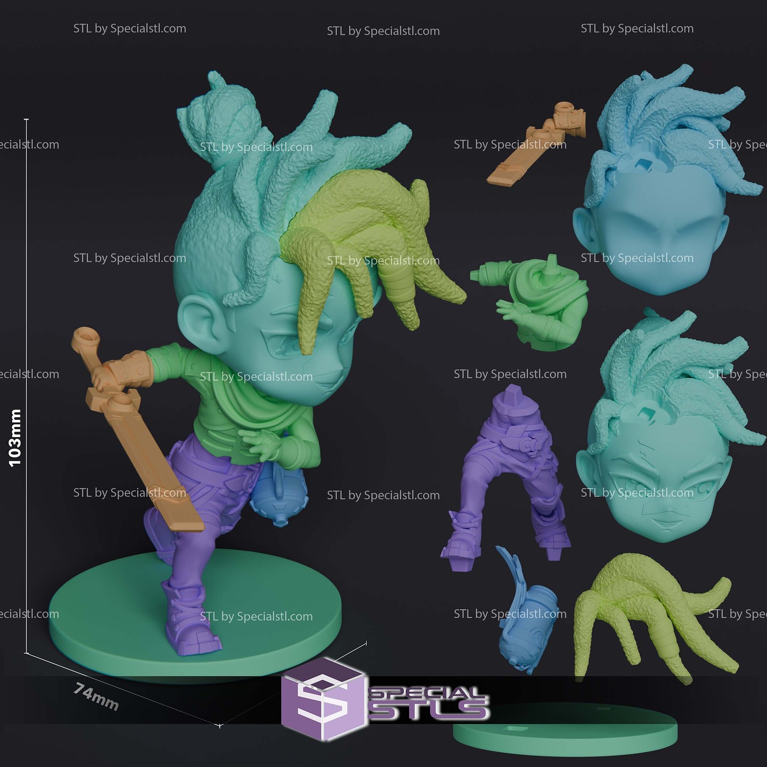 Chibi Ekko Arcane Sculptures 3D Printing STL Model — view 2