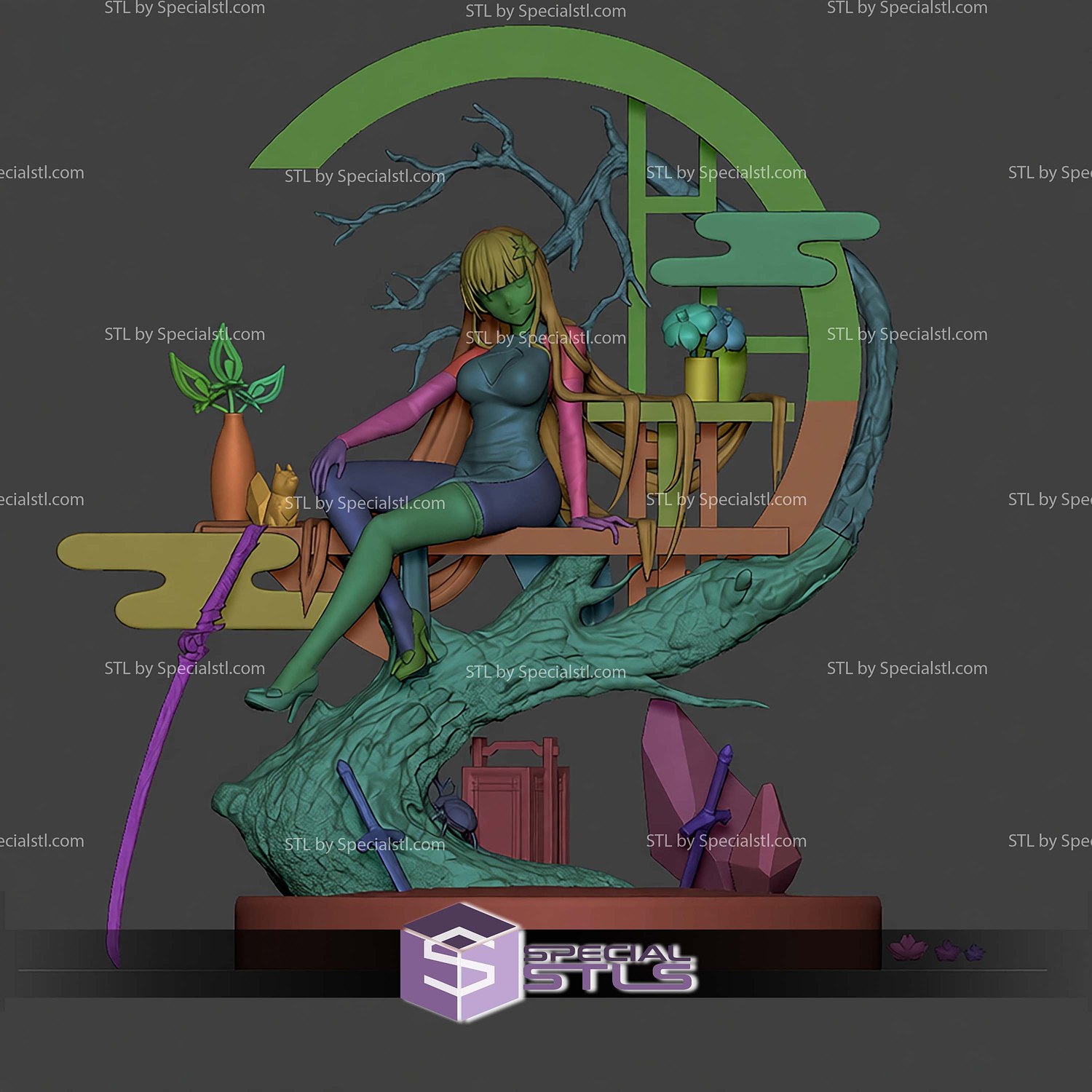Qipao Raiden Shogun Genshin Impact STL Files 3D Model — view 4