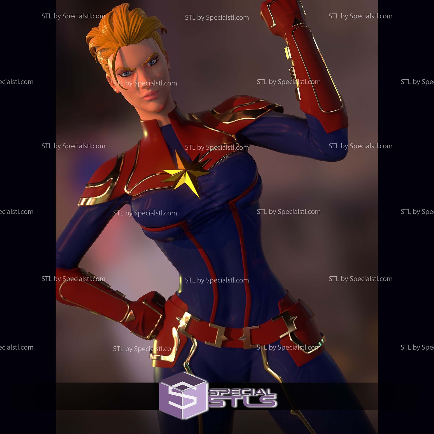 Captain Marvel No Cut OBJ Files 3D STL Model — view 3