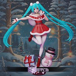 Hatsume Miku Christmas Sculptures 3D Printing STL Model