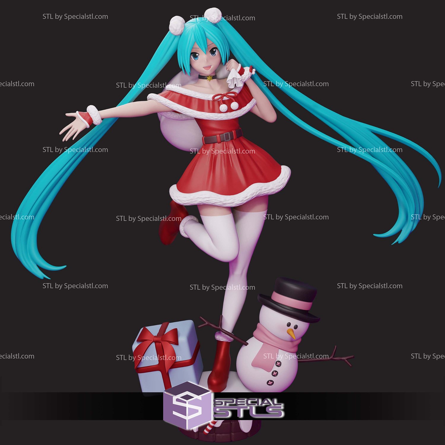Hatsume Miku Christmas Sculptures 3D Printing STL Model — view 2