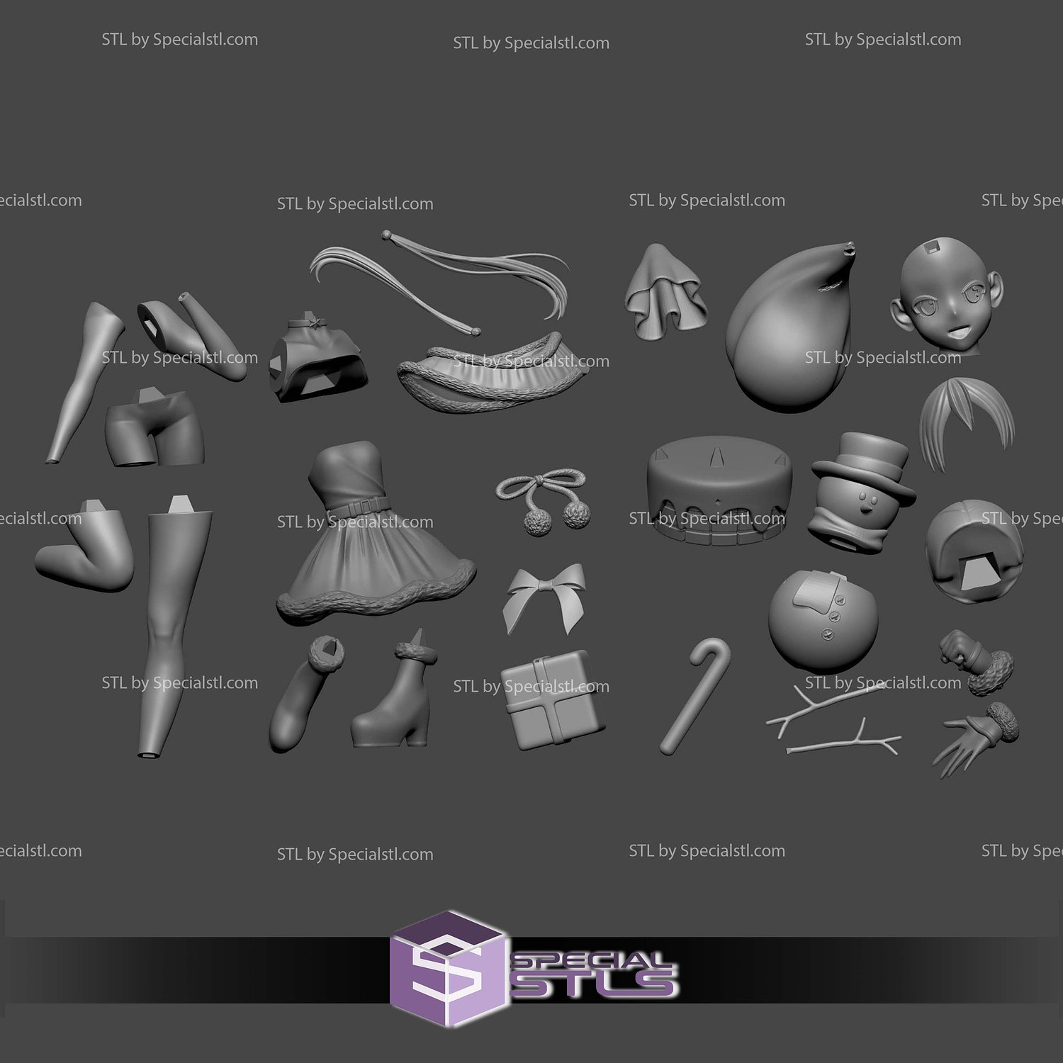 Hatsume Miku Christmas Sculptures 3D Printing STL Model — view 3
