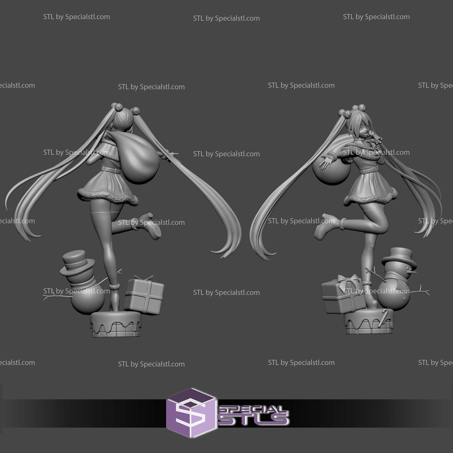 Hatsume Miku Christmas Sculptures 3D Printing STL Model — view 4