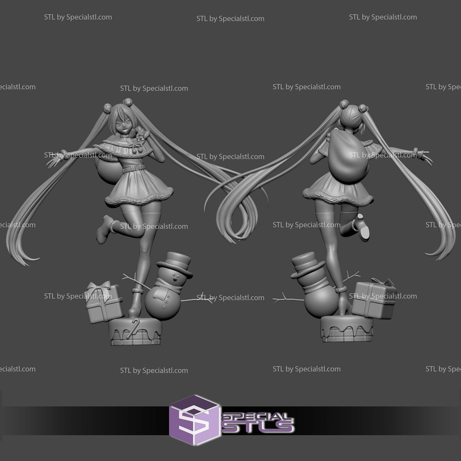 Hatsume Miku Christmas Sculptures 3D Printing STL Model — view 5