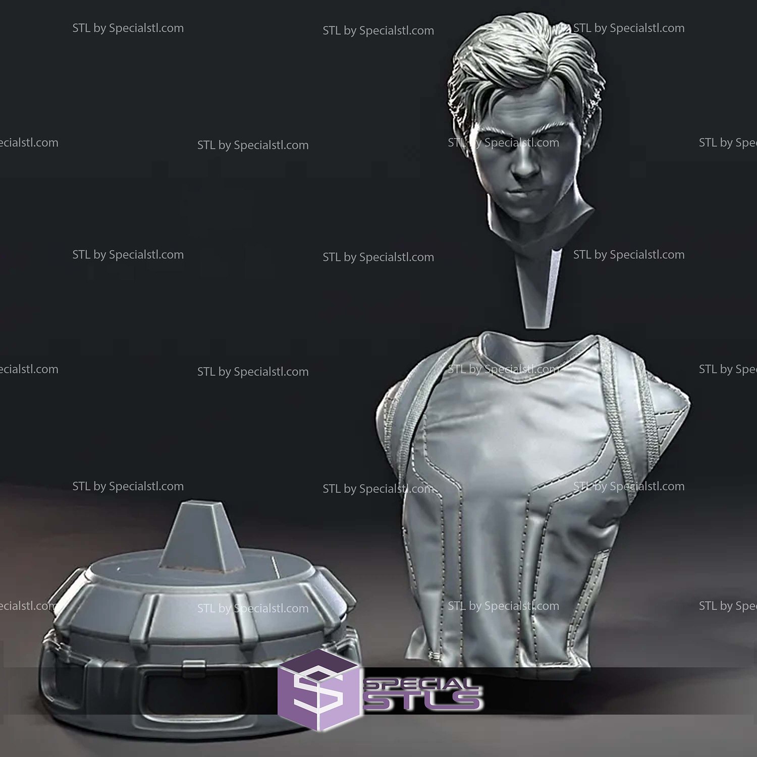 Spiderman Tom Holland Bust Digital STL Files 3D Model — view 2
