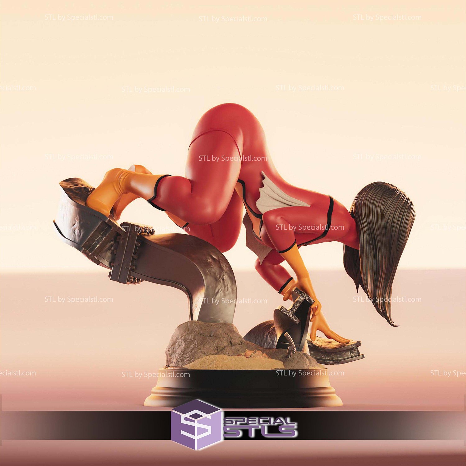 Spiderwoman Crawl Pose STL Files 3D Model — view 5