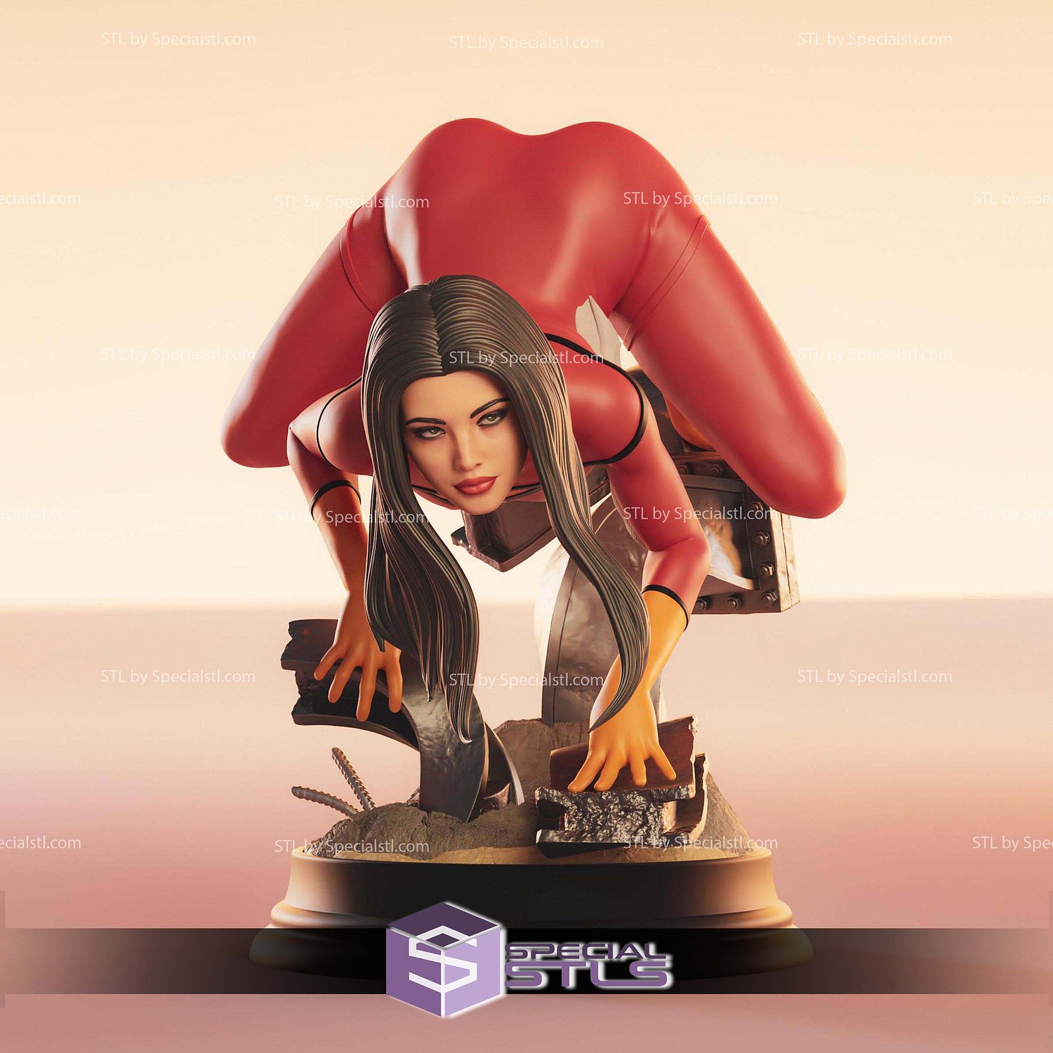 Spiderwoman Crawl Pose STL Files 3D Model — view 7