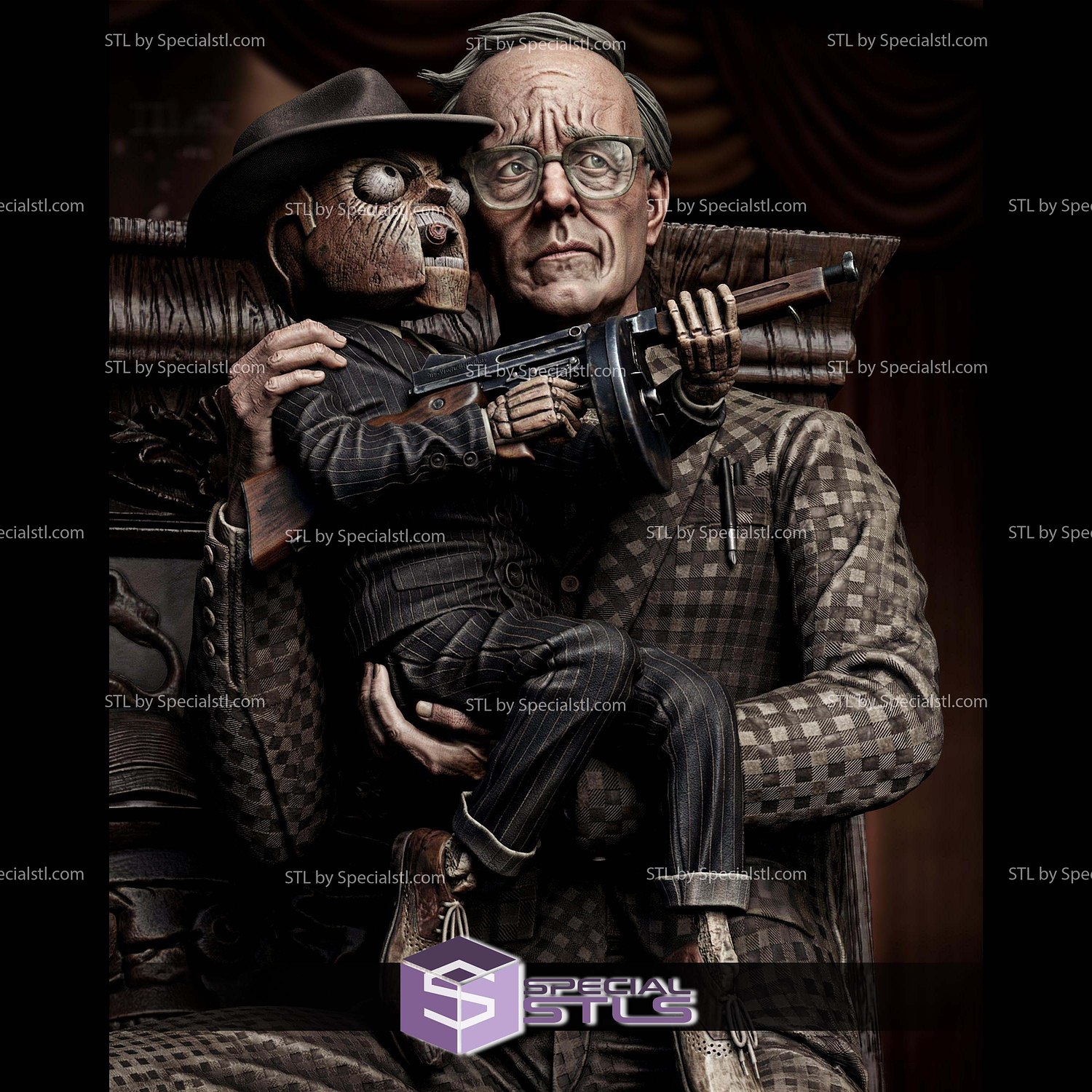 Scarface and Ventriloquist 370mm DC Villain STL Files 3D Model — view 3