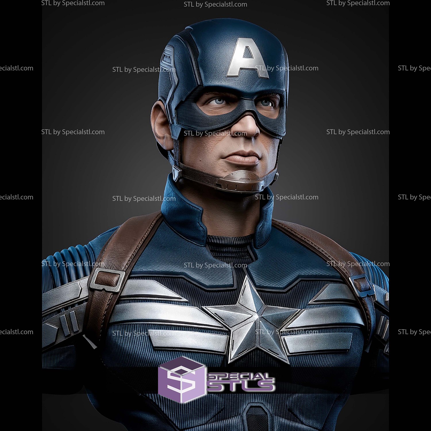 Captain America Winter Soldier Bust 271mm STL Files 3D Model — view 2