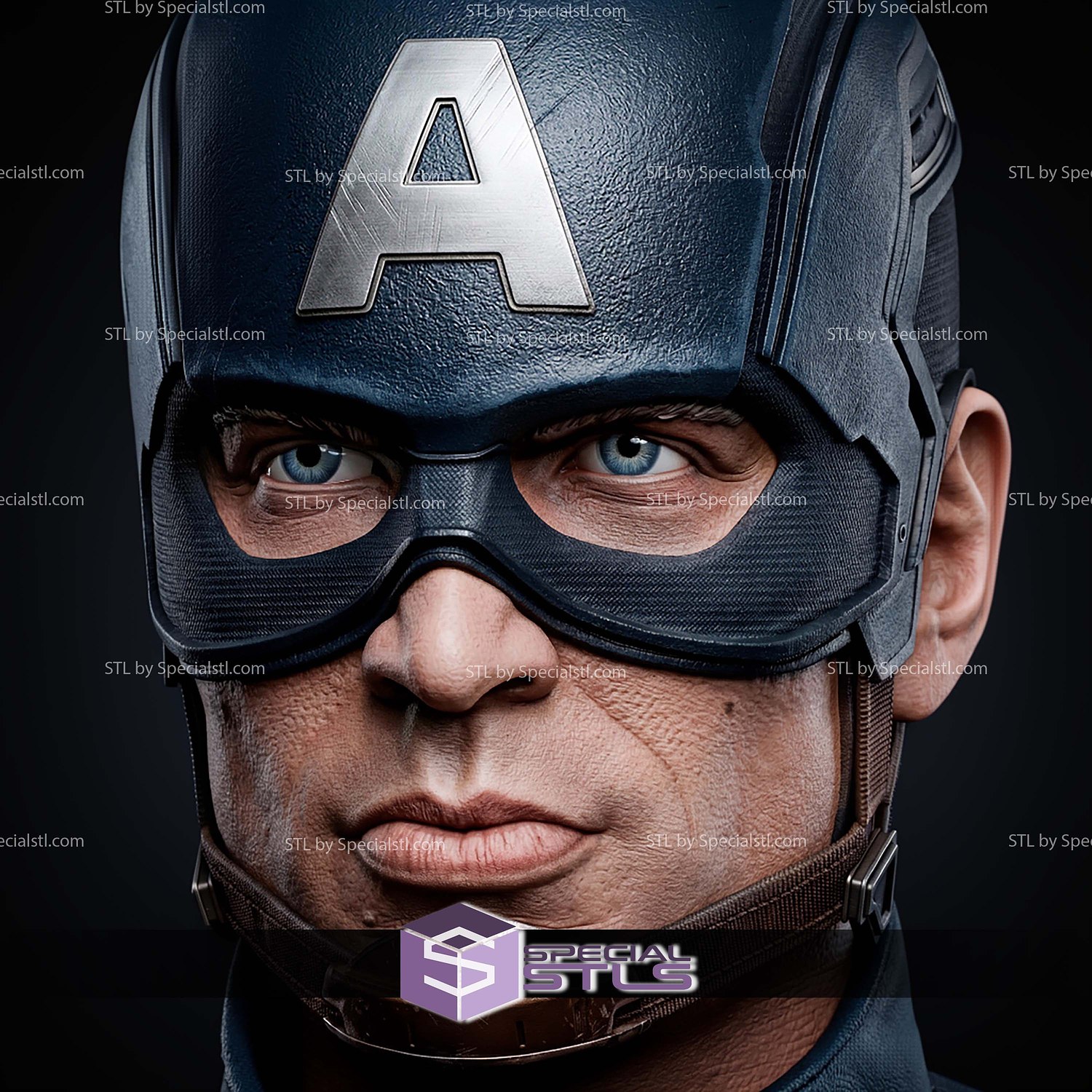 Captain America Winter Soldier Bust 271mm STL Files 3D Model — view 3