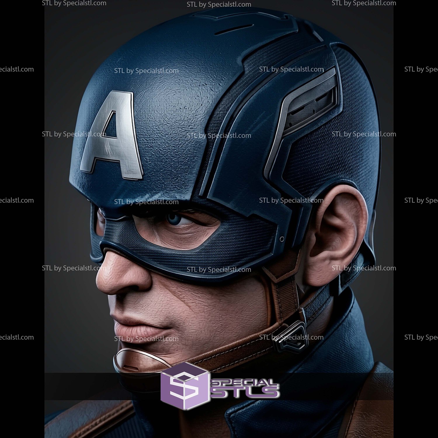 Captain America Winter Soldier Bust 271mm STL Files 3D Model — view 4