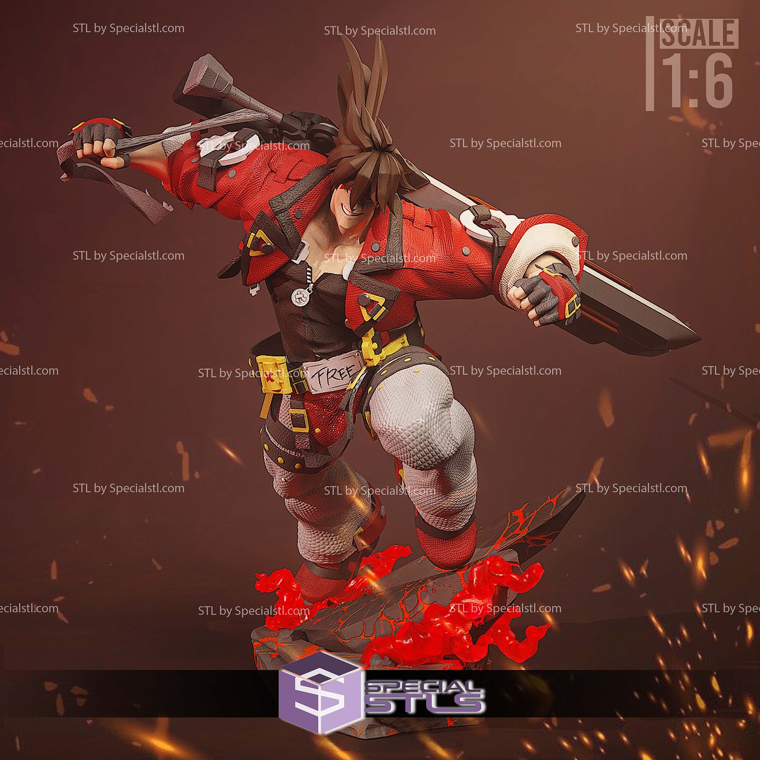 Sol Badguy Guilty Gear 3D Printer Files STL Model — view 3