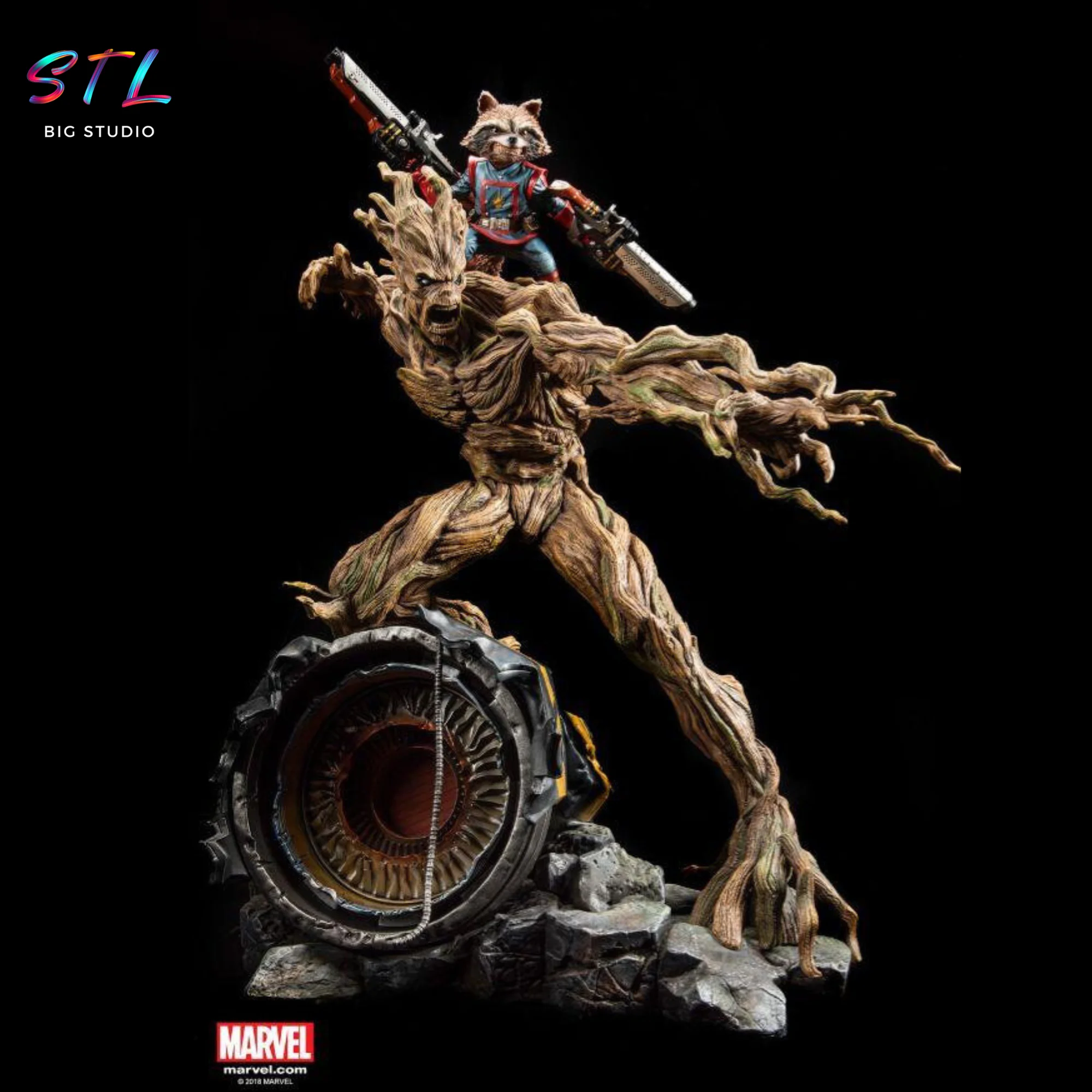 Groot & Rocket STL Diorama | Guardians of the Galaxy | 3D Printable Model Model