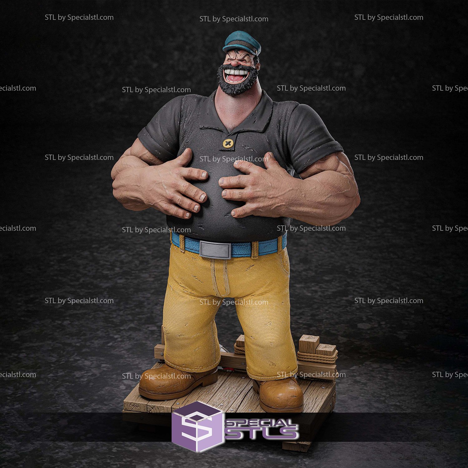 Bluto Popeye STL Files 3D Model — view 4