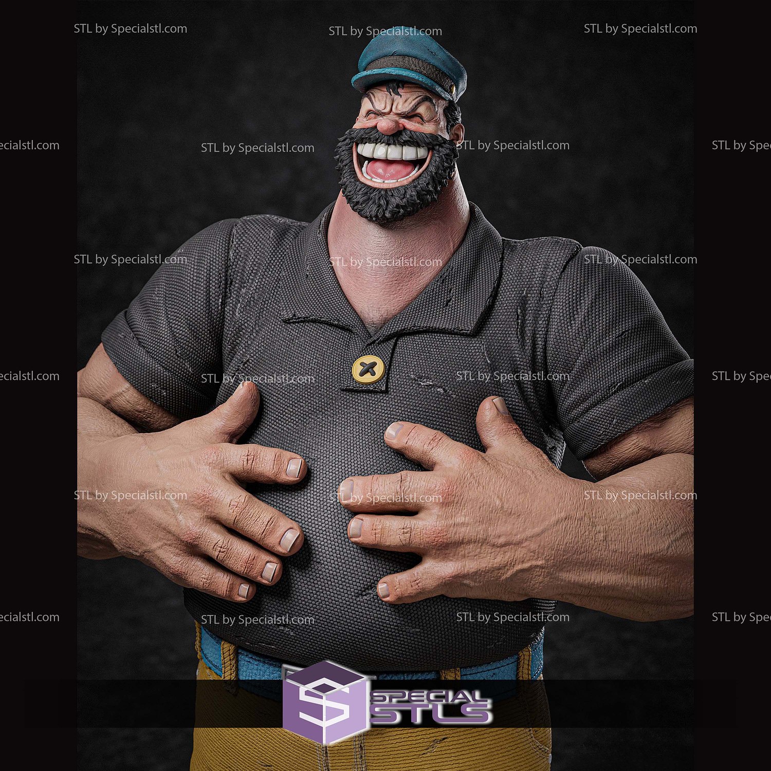 Bluto Popeye STL Files 3D Model — view 5