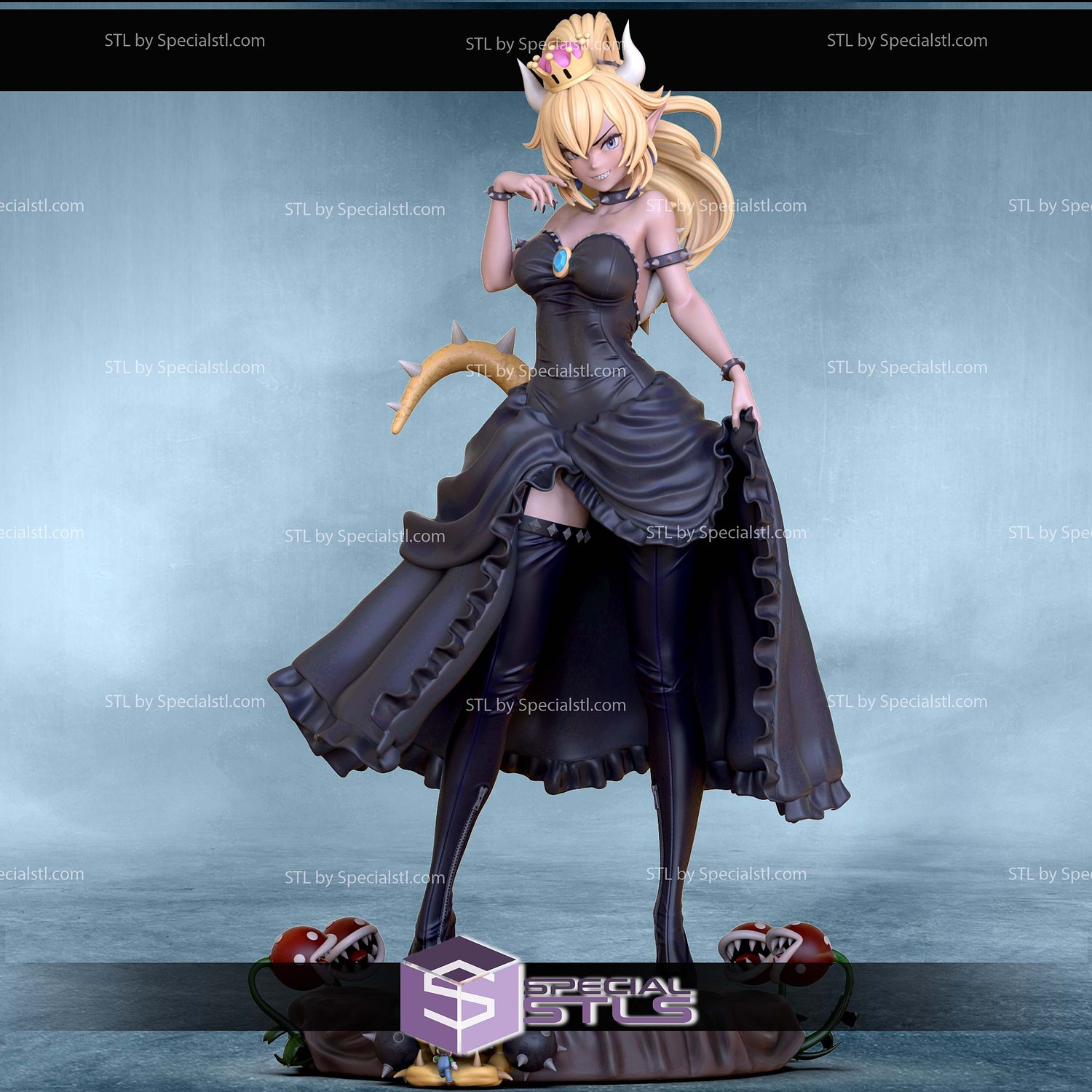 Bowsette Black Dress 3D Print Files STL Model — view 2