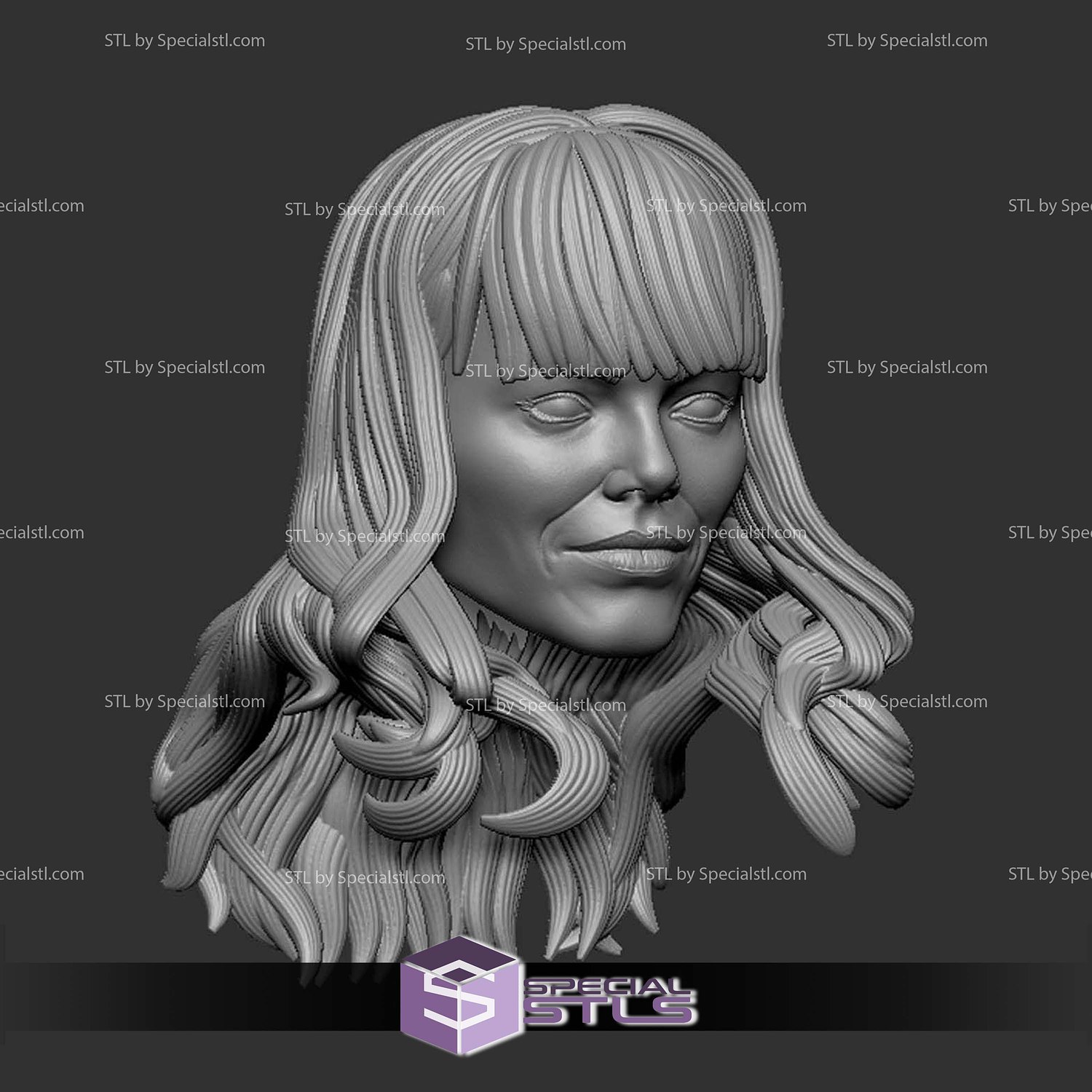 Custom Head STL Gwen Stacy Emma Stone 3D Model — view 2