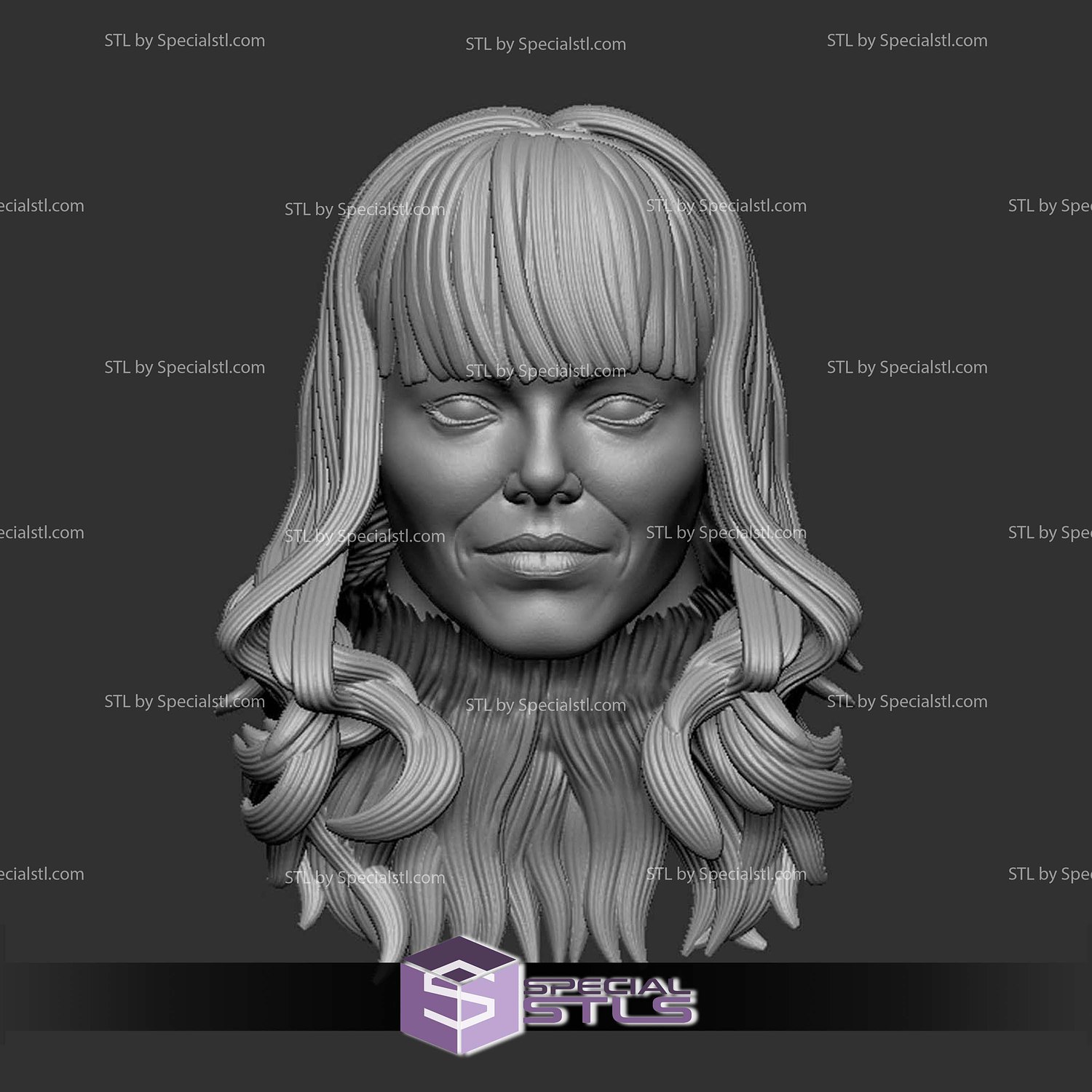Custom Head STL Gwen Stacy Emma Stone 3D Model — view 3