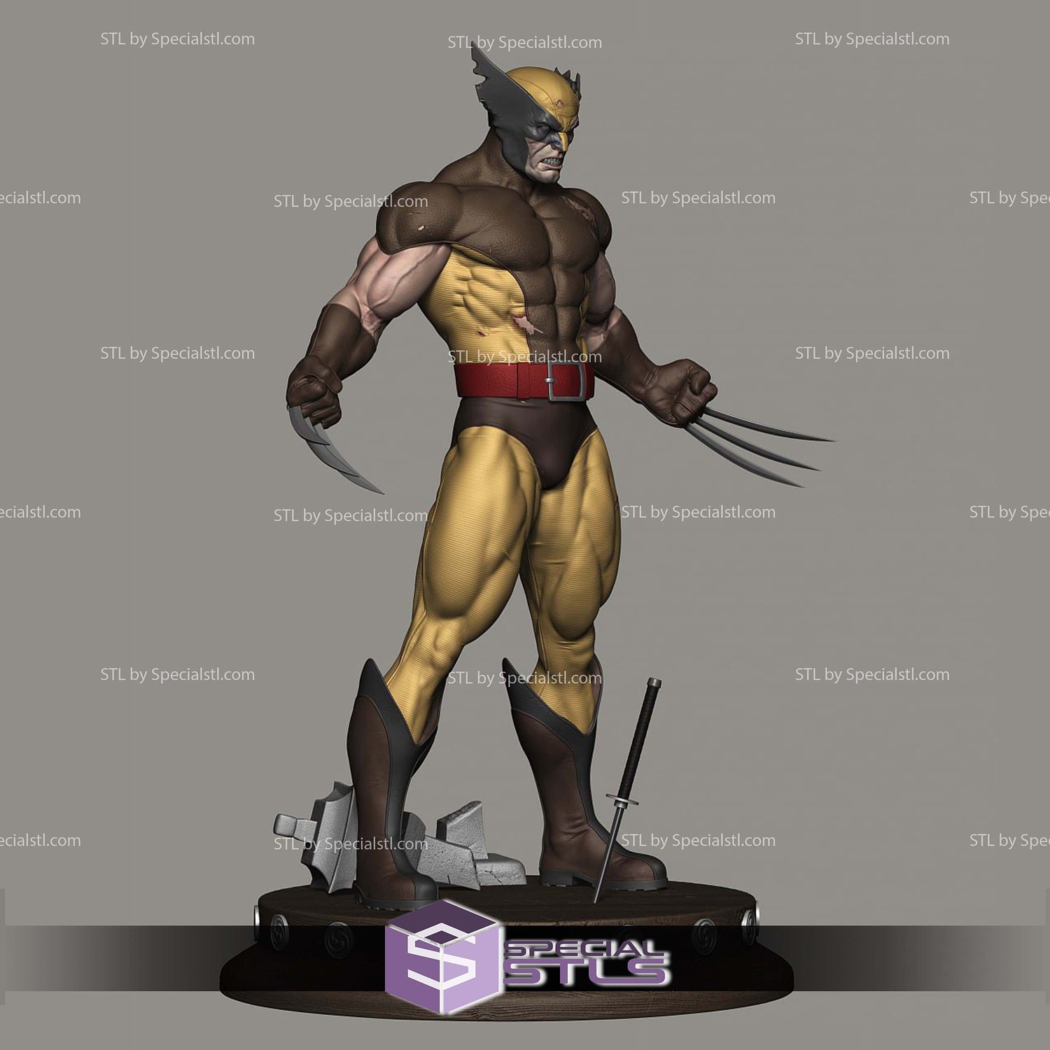 Wolverine Battle Damage STL Files 3D Model — view 2