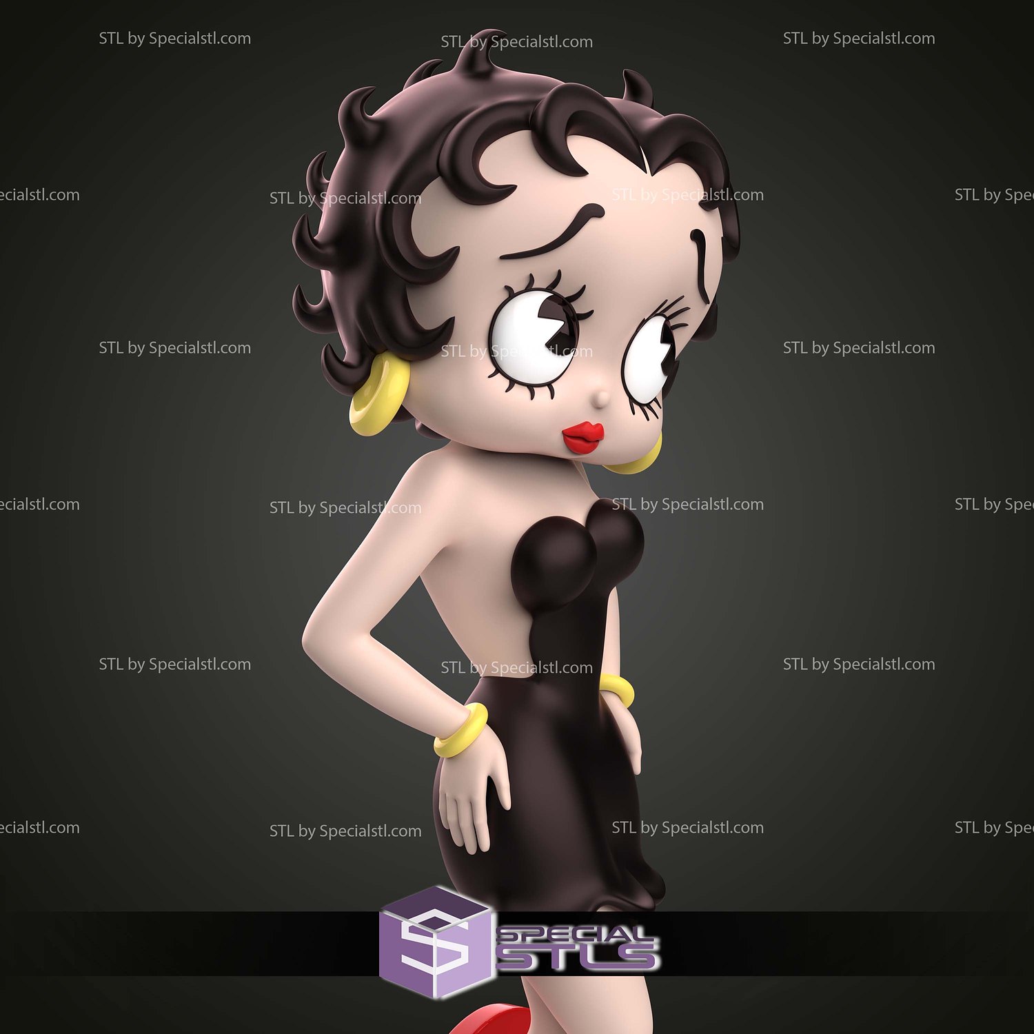 Betty Boop Cartoon Sculptures 3D Printing STL Model — view 3