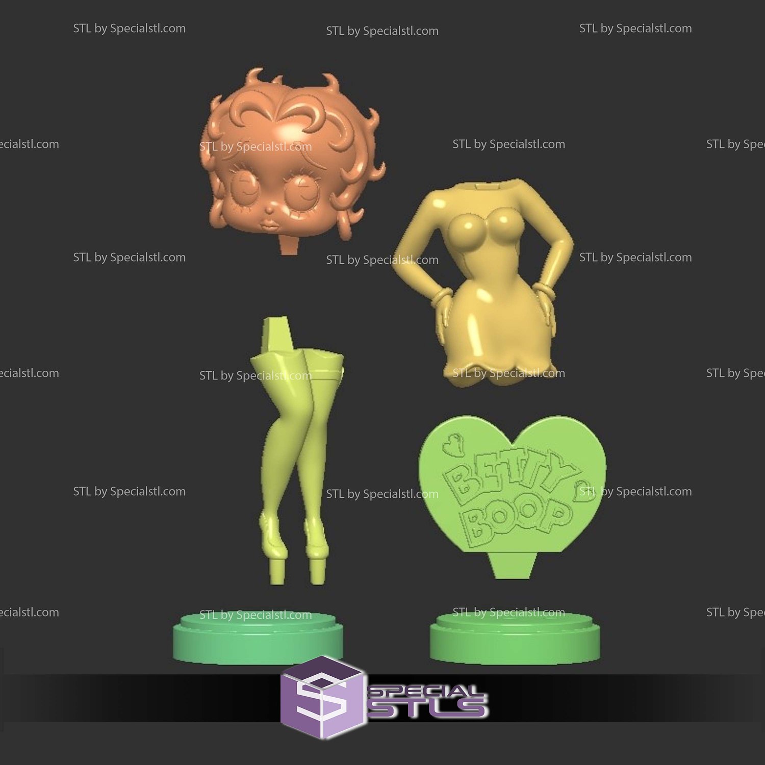 Betty Boop Cartoon Sculptures 3D Printing STL Model — view 5
