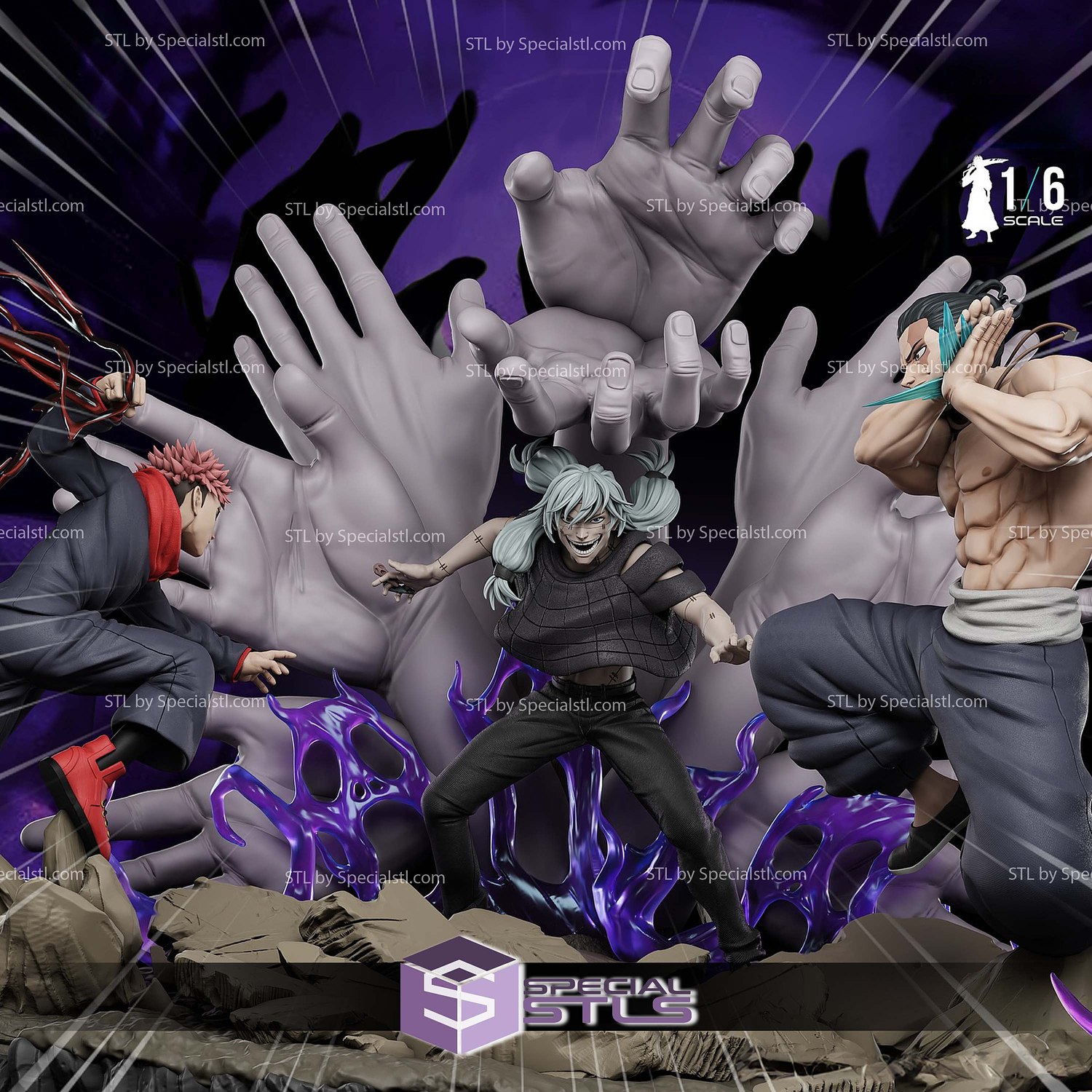Yuji and Todo vs Mahito Jujutsu Kaisen STL Files 3D Model — view 2