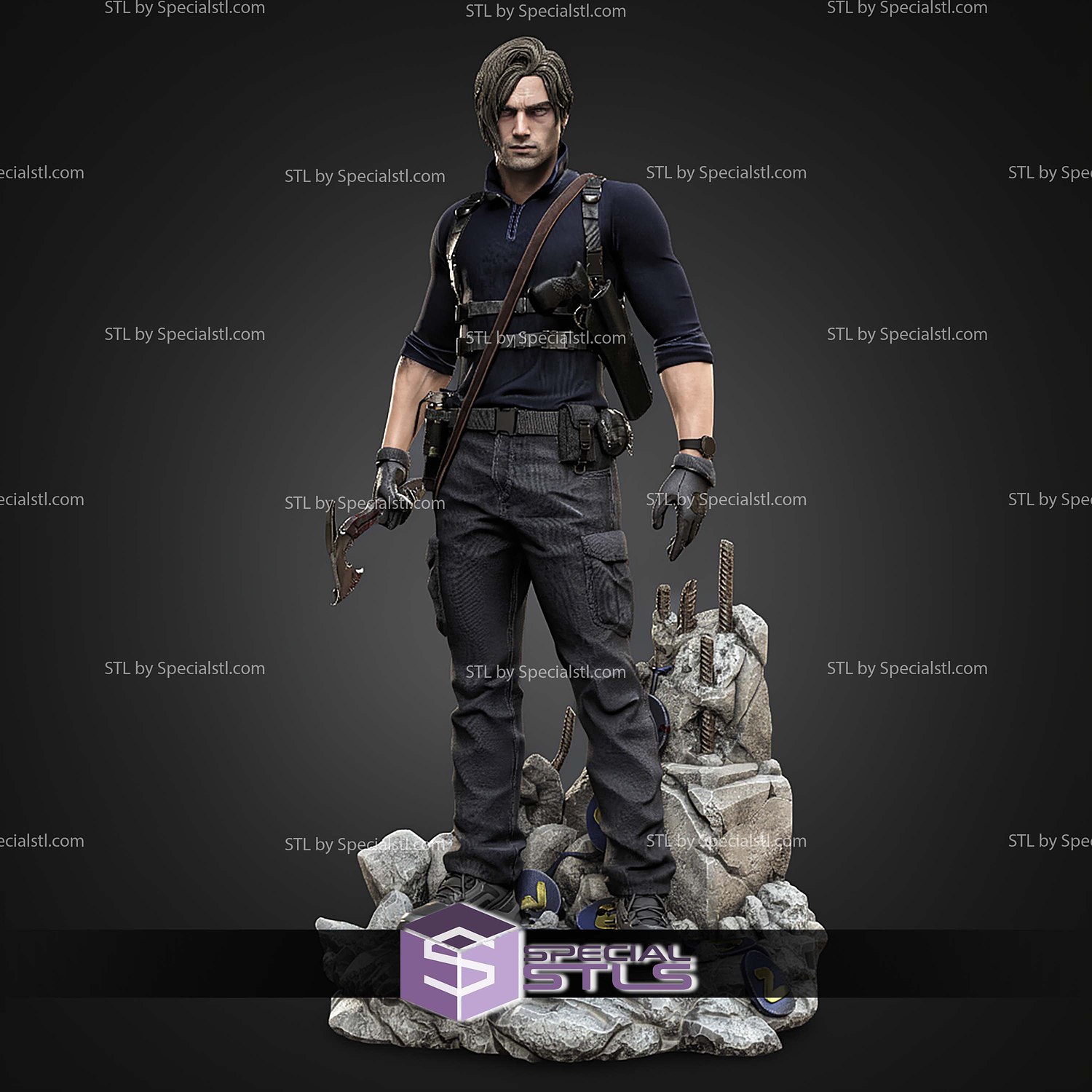 Leon Resident Evil Requiem 323mm Digital STL Files 3D Model — view 2