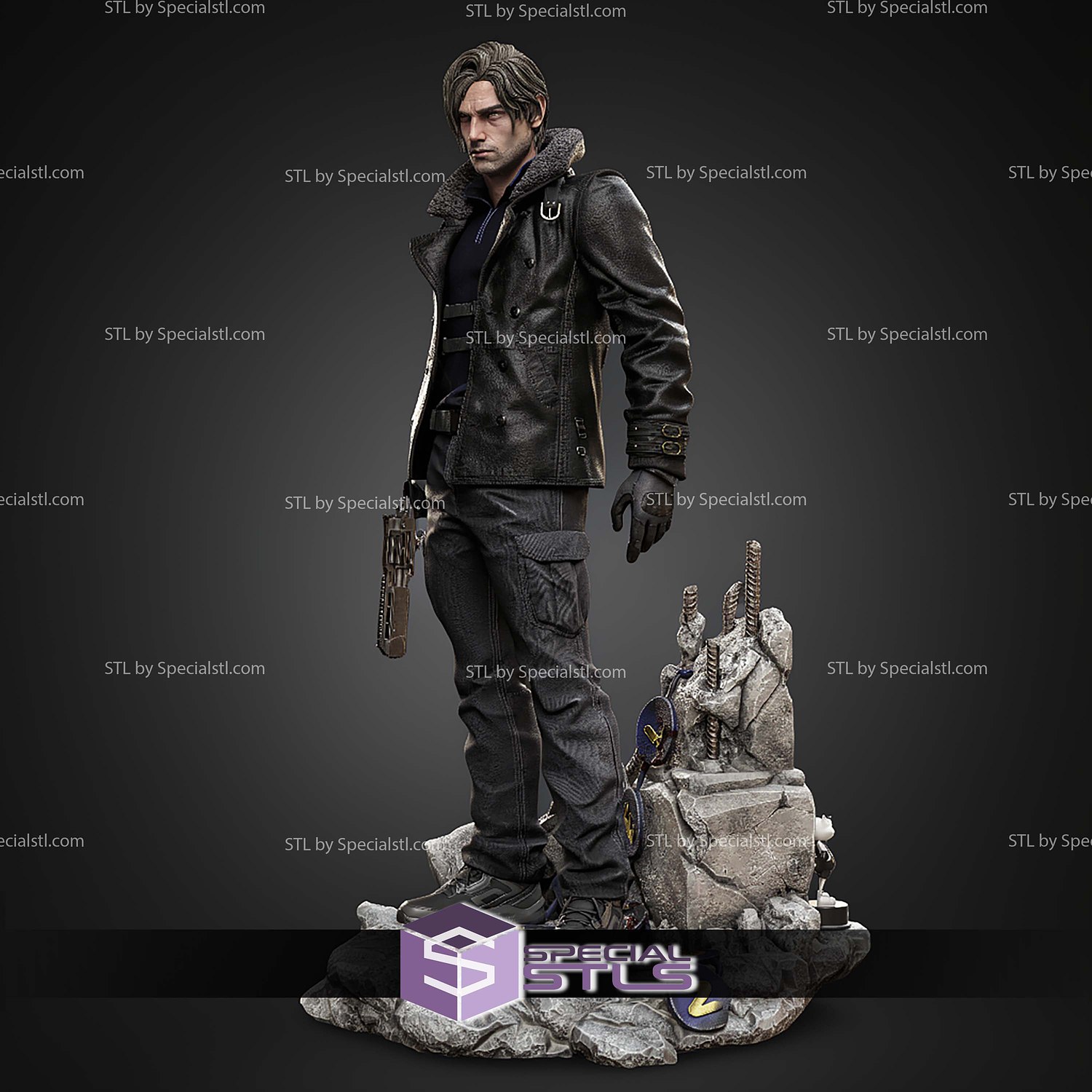 Leon Resident Evil Requiem 323mm Digital STL Files 3D Model — view 3