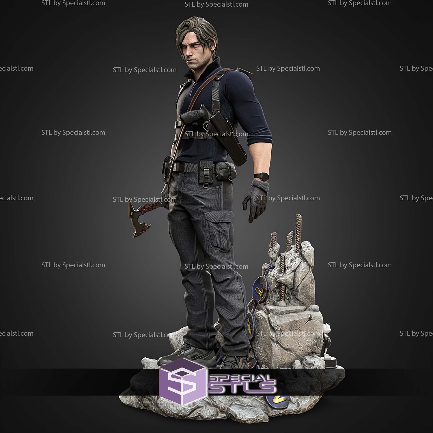 Leon Resident Evil Requiem 323mm Digital STL Files 3D Model — view 4