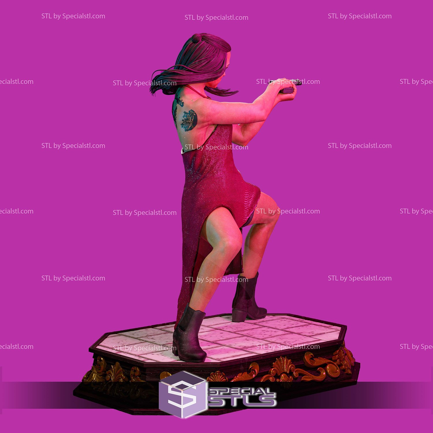 Ballerina Pointing Gun V3 3D Printer Files STL Model — view 2