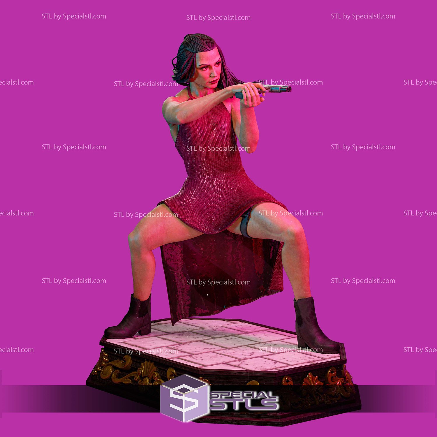 Ballerina Pointing Gun V3 3D Printer Files STL Model — view 3