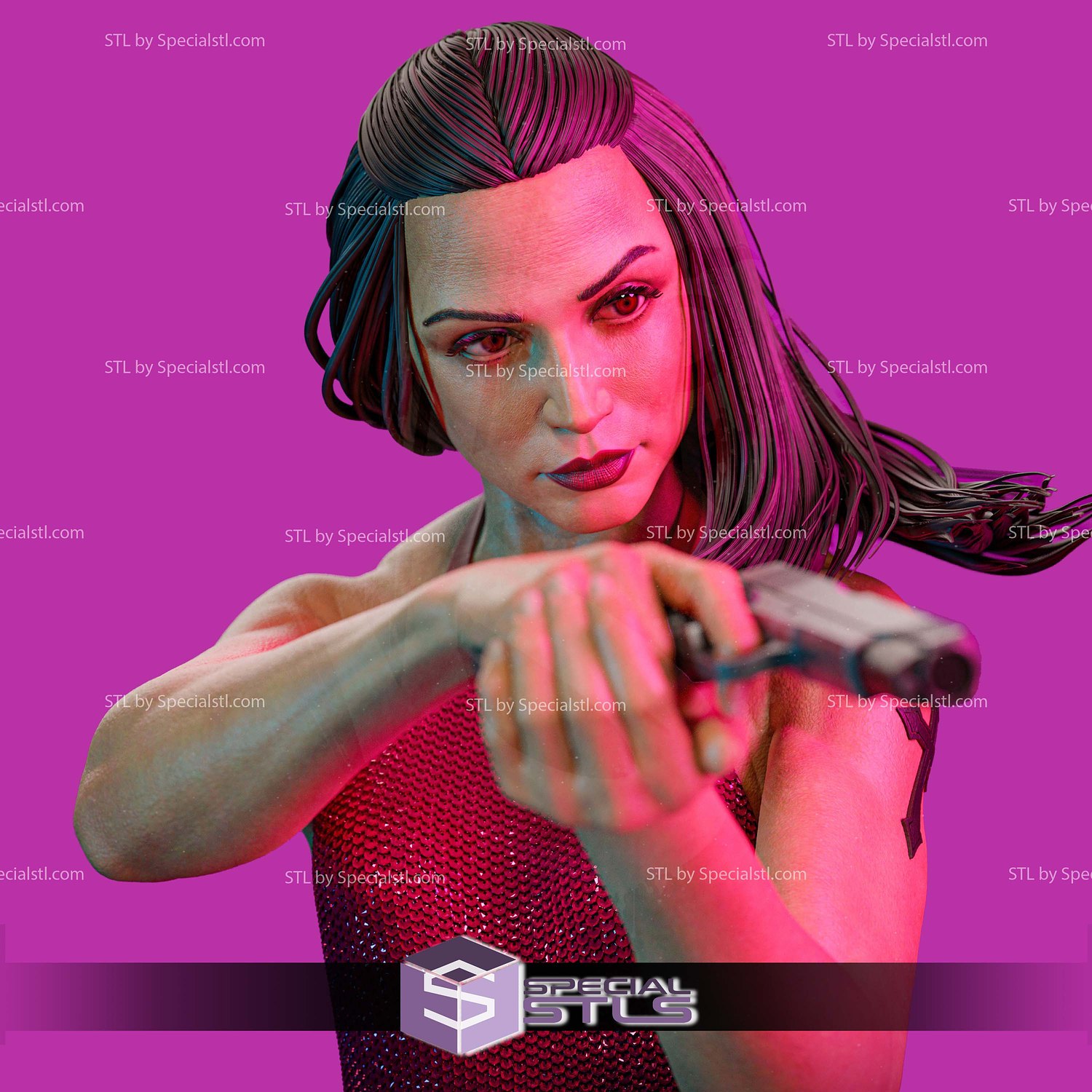 Ballerina Pointing Gun V3 3D Printer Files STL Model — view 5