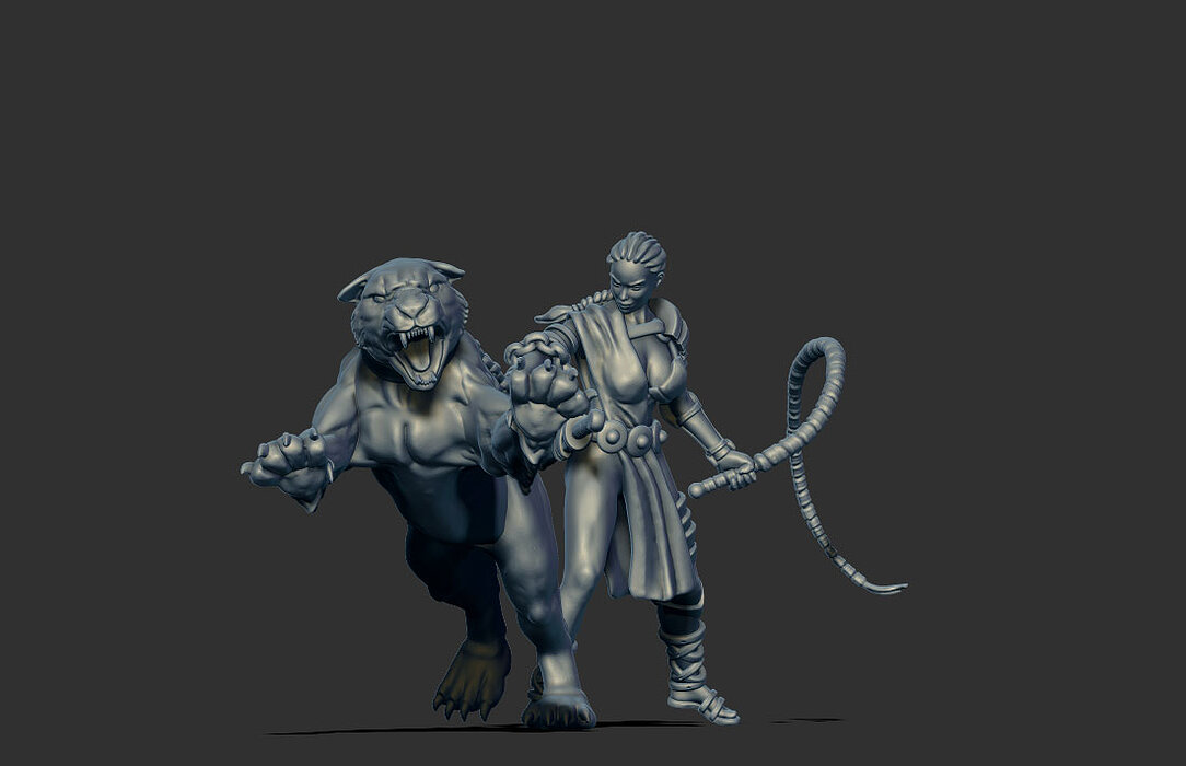 Lioness handler 35mm scale 3D STL Model — view 2