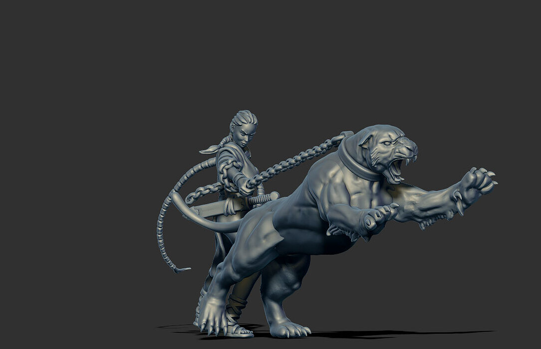 Lioness handler 35mm scale 3D STL Model — view 3