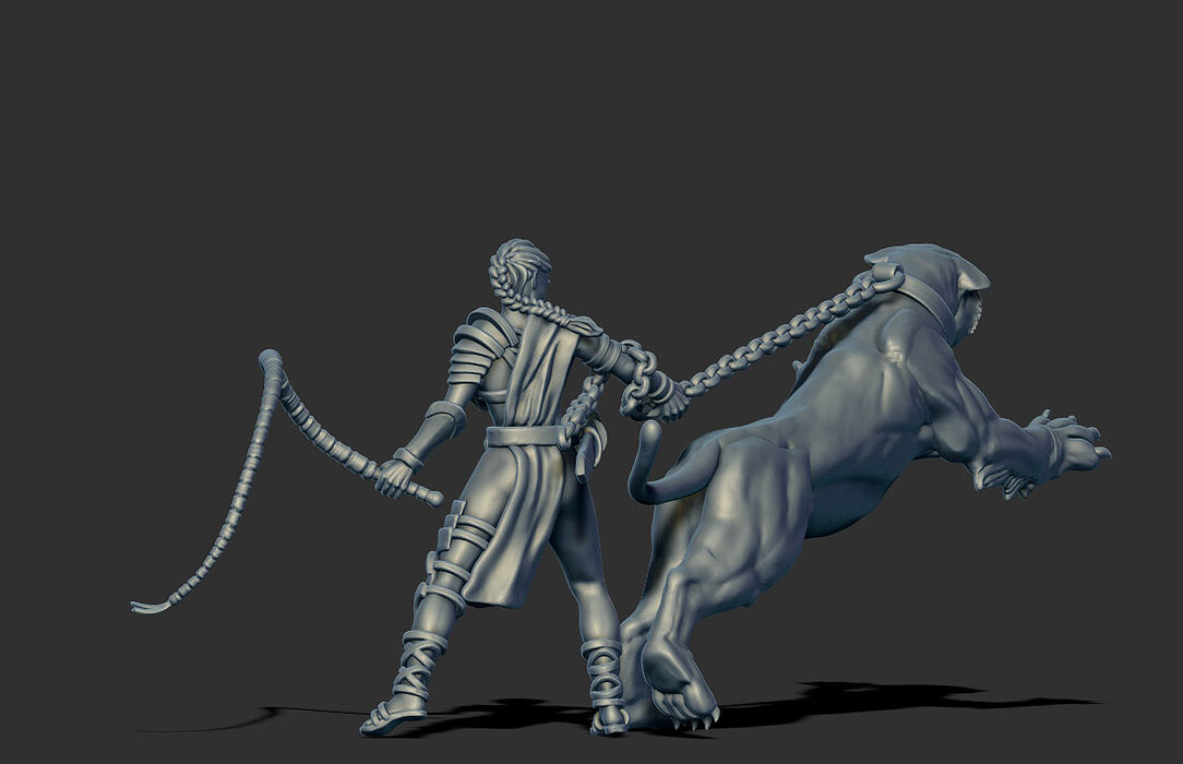 Lioness handler 35mm scale 3D STL Model — view 4