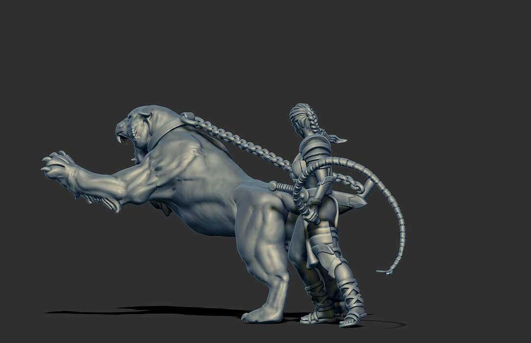 Lioness handler 35mm scale 3D STL Model — view 5