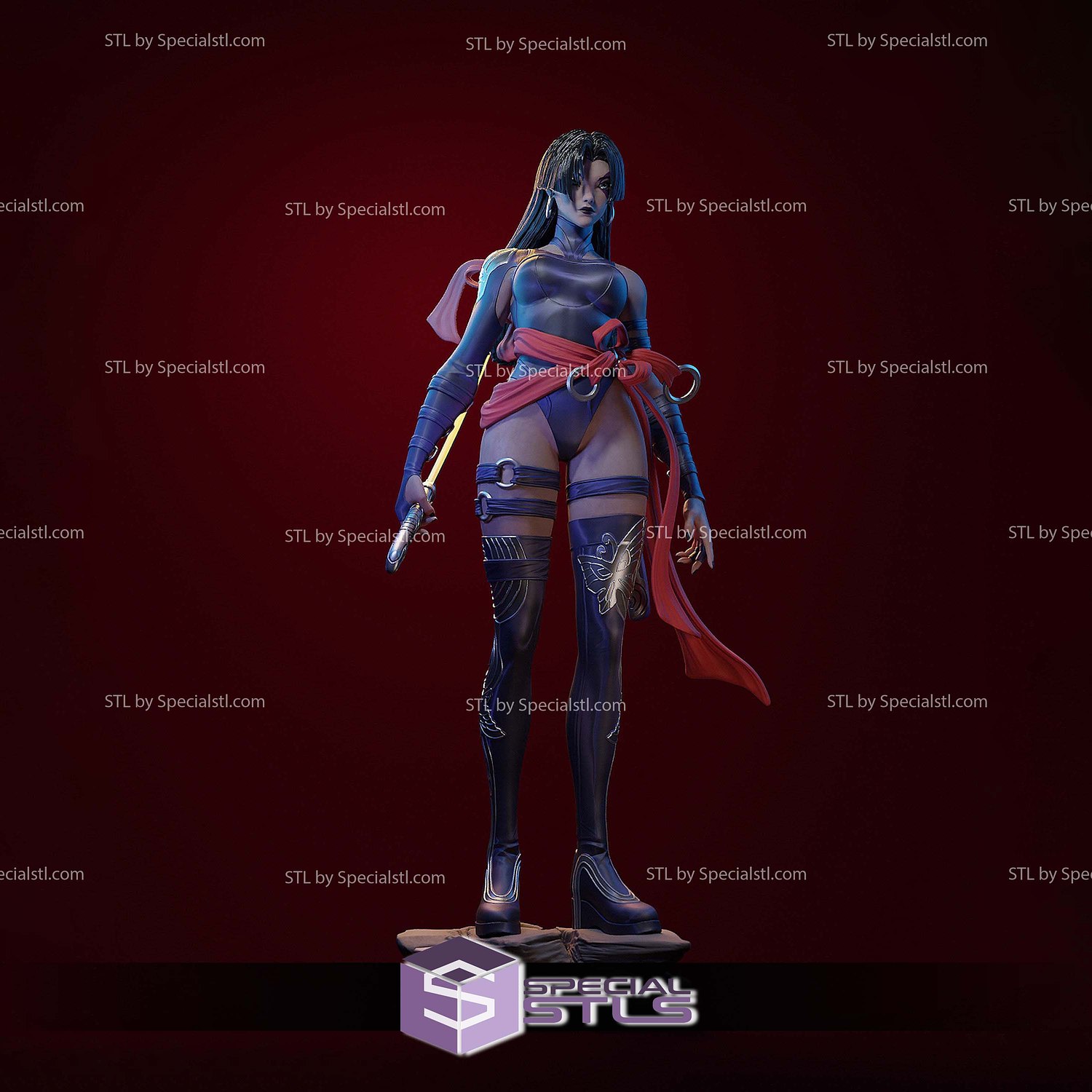 Psylocke Betsy 2 Pose 3D Printer Files STL Model — view 3