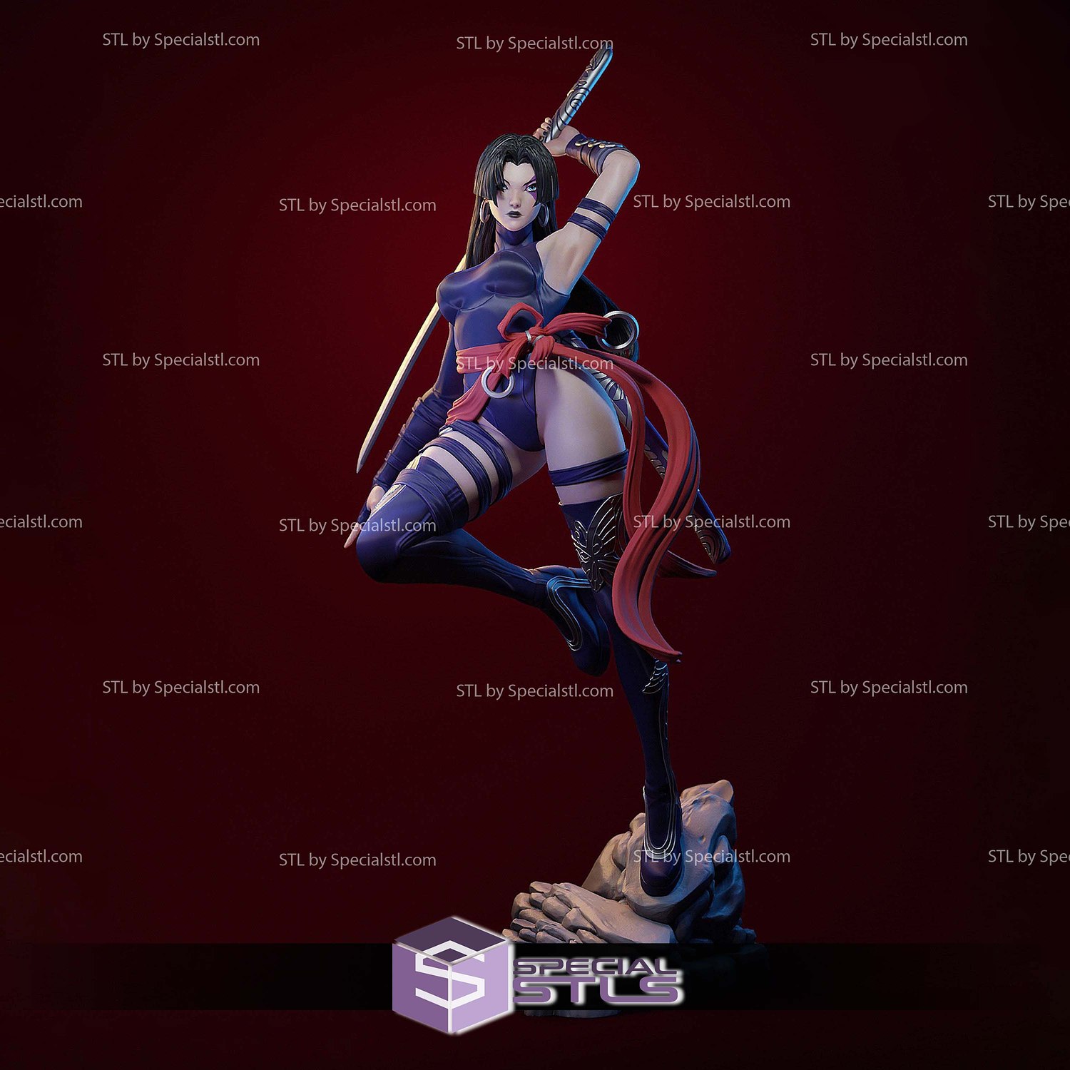 Psylocke Betsy 2 Pose 3D Printer Files STL Model — view 5