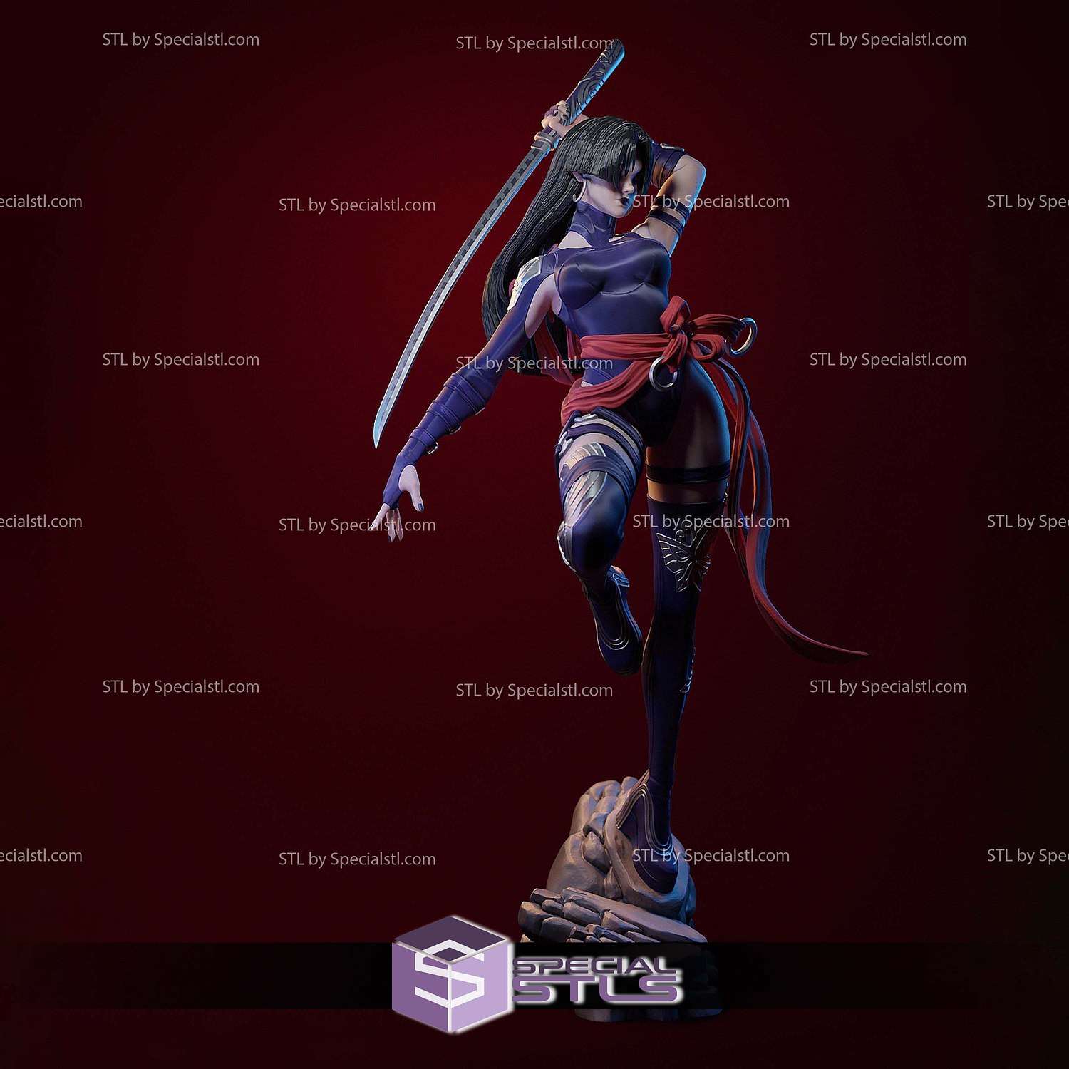 Psylocke Betsy 2 Pose 3D Printer Files STL Model — view 6