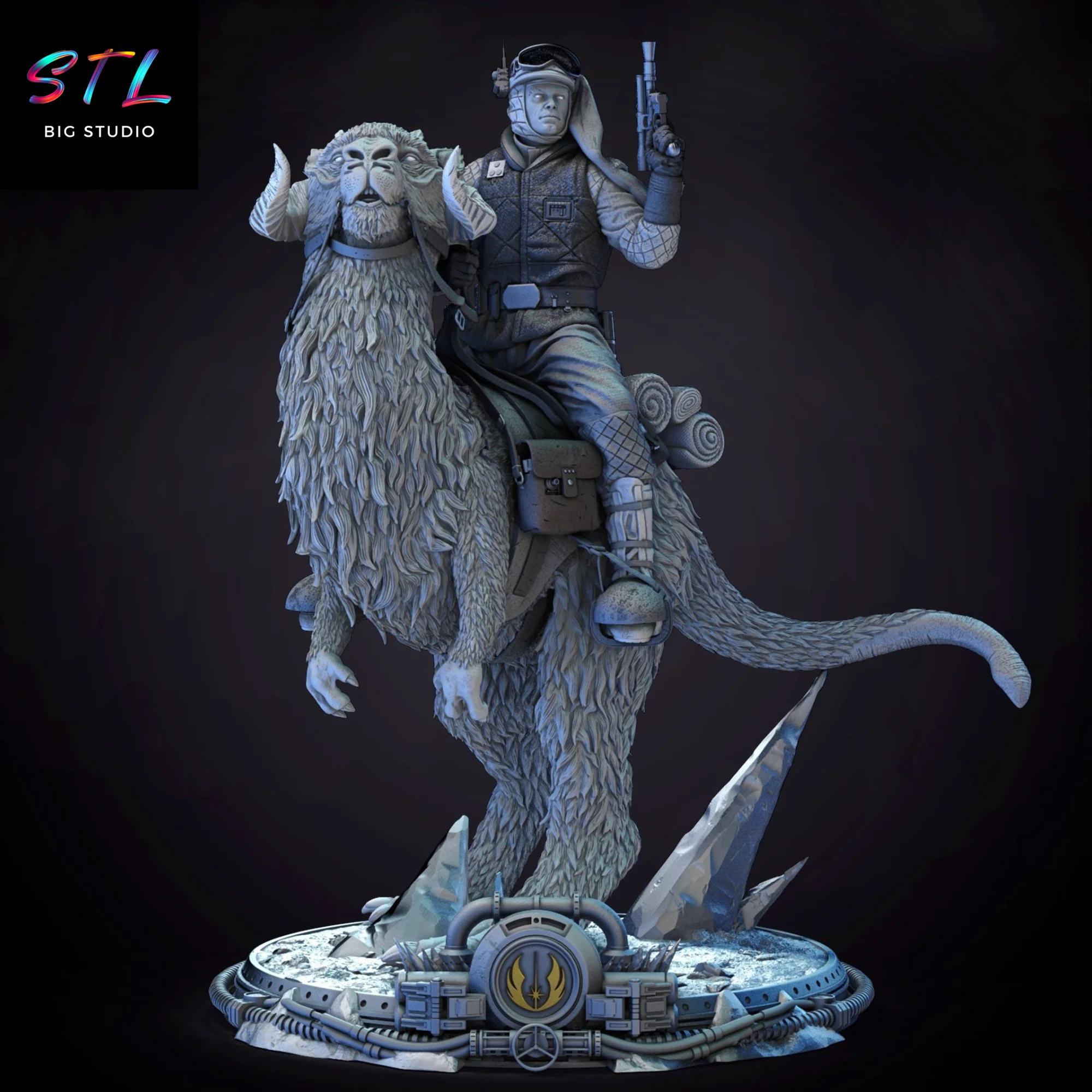STL Luke Skywalker on Tauntaun | Star Wars | 3D Printable Figure Model