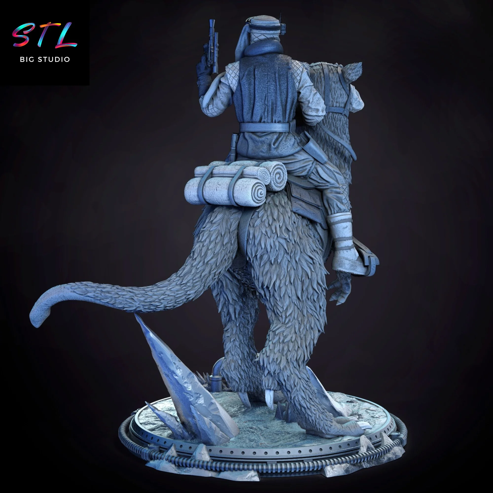 STL Luke Skywalker on Tauntaun | Star Wars | 3D Printable Figure Model — view 2