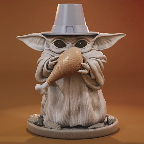 Baby Yoda Thanksgiving 3D Printer Files | Assembly STL Model
