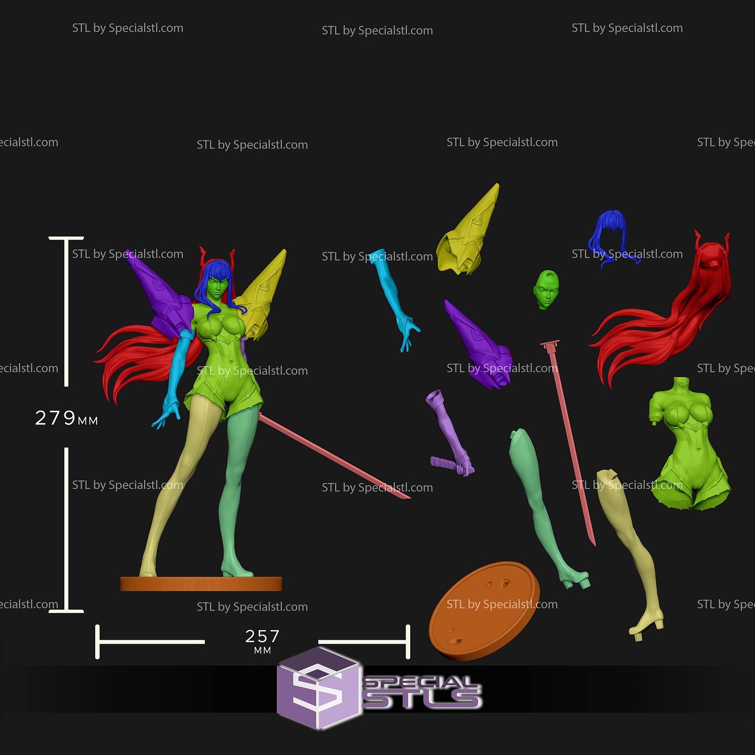 Satsuki Kiryuin Standalone 279mm 3D Printer Files STL Model — view 6