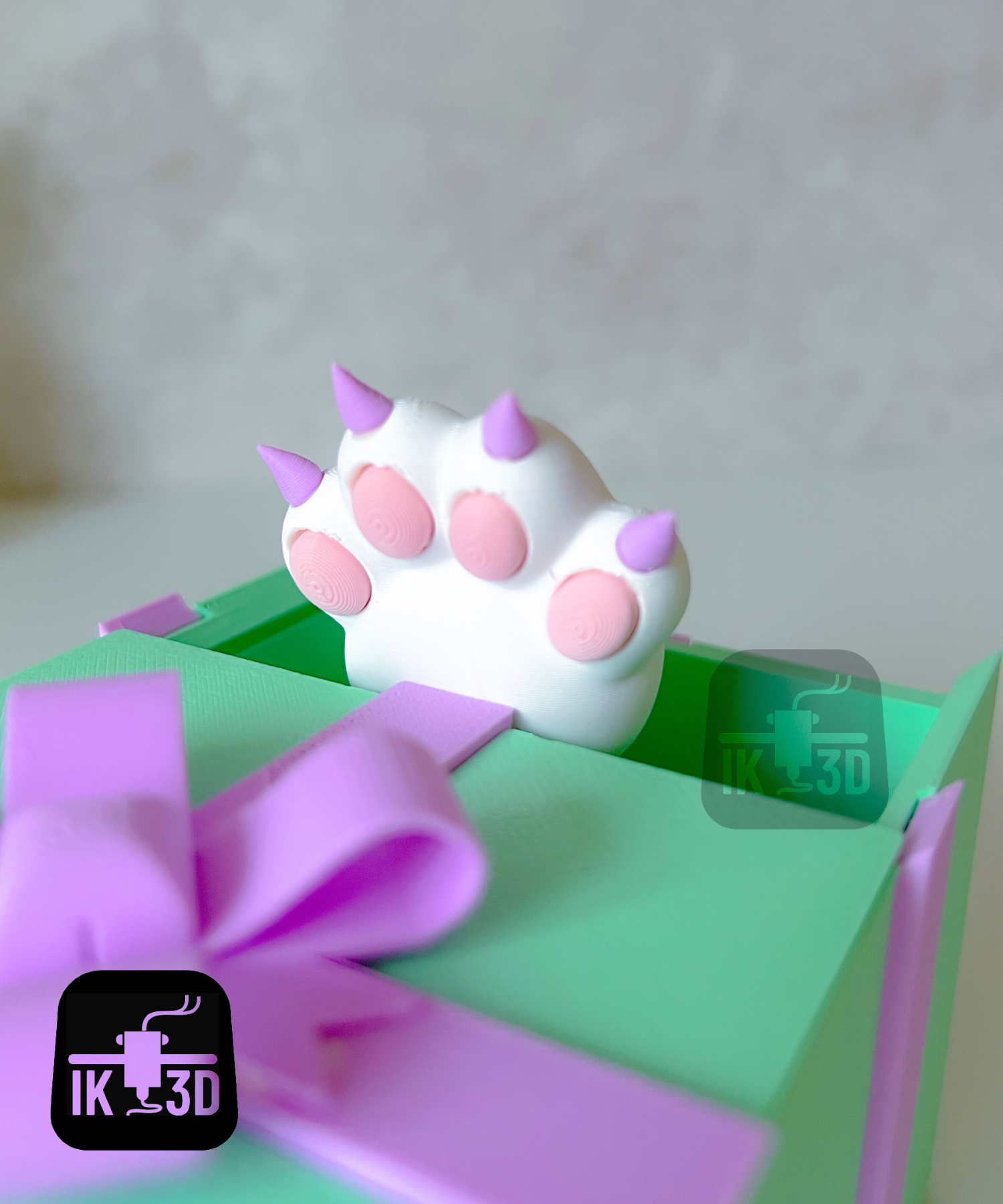 Surprise Gift Box - Cat Paw / Multiparts 3D STL Model — view 3